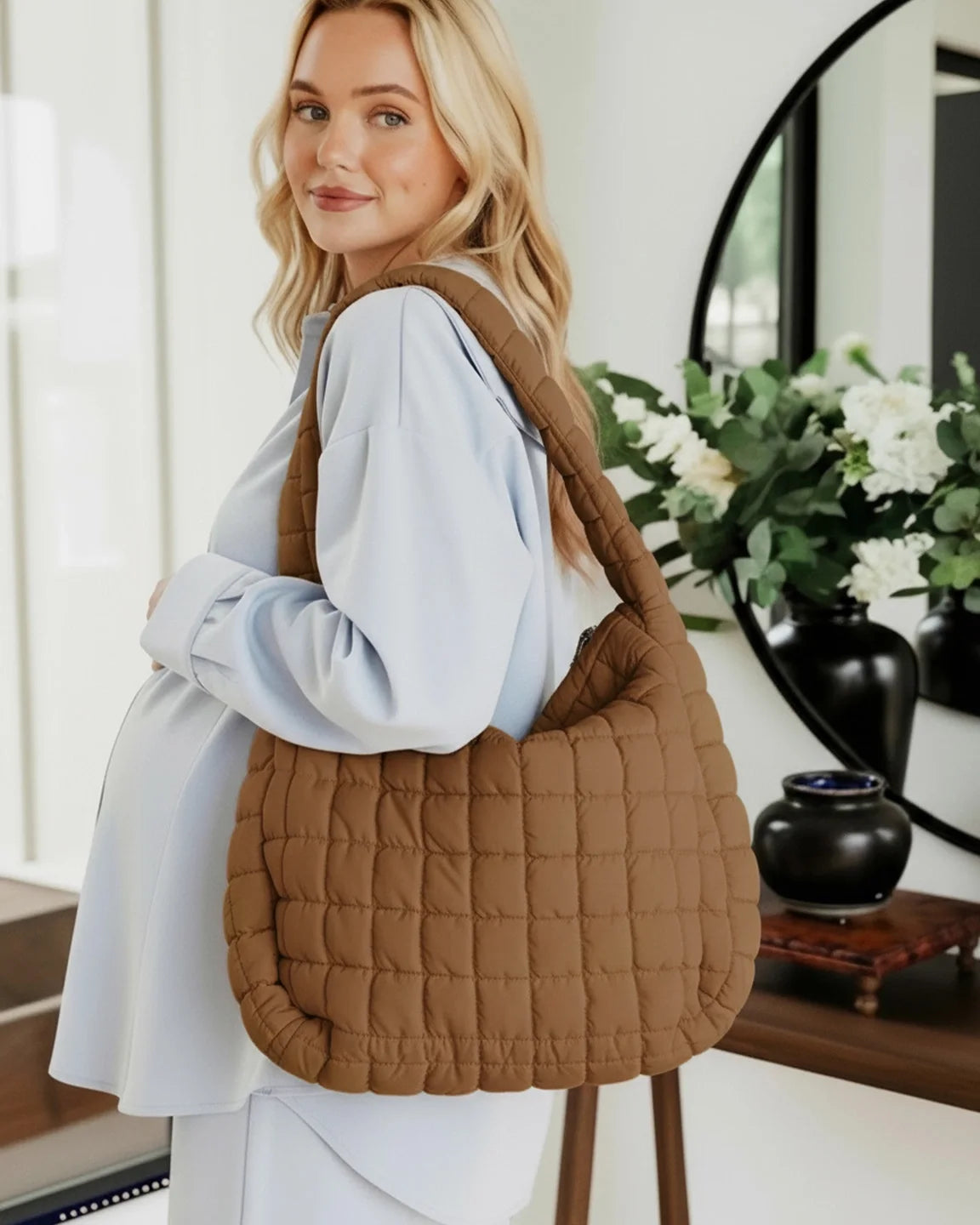 Plush Quilted Diaper Bag