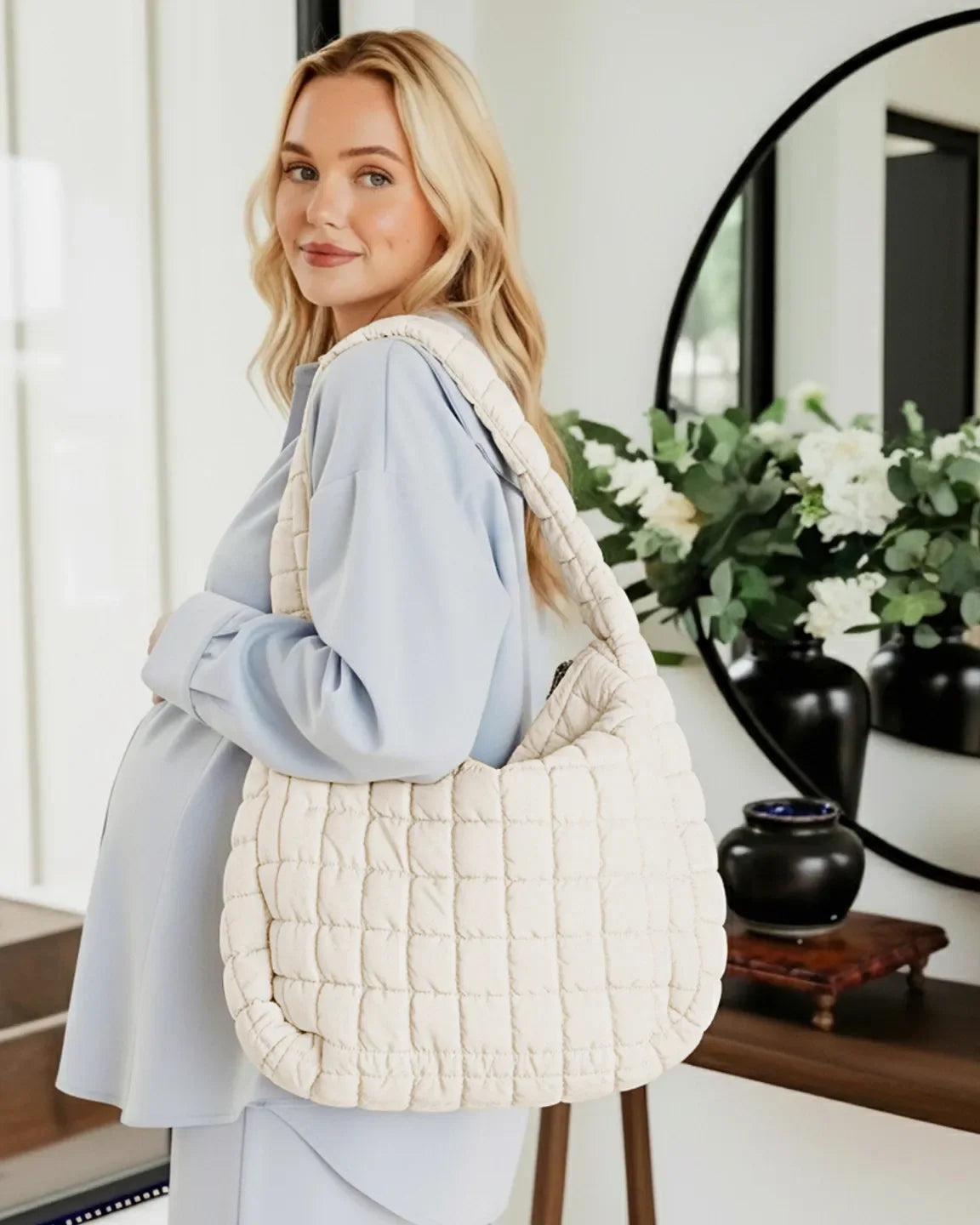 Plush Quilted Diaper Bag