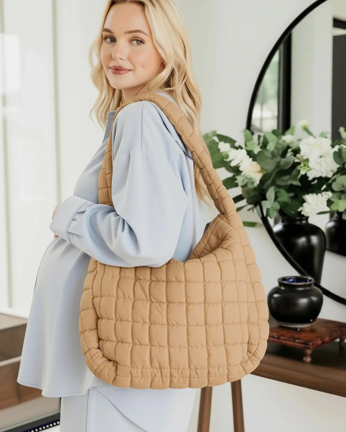 Plush Quilted Diaper Bag
