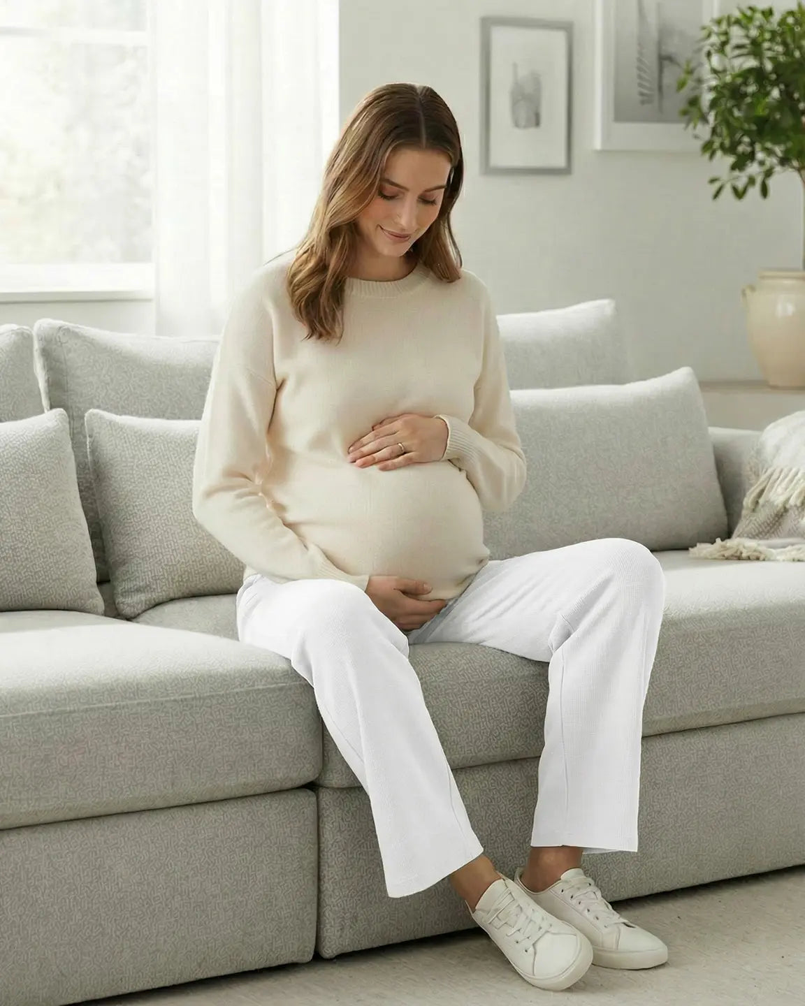 Waffle Knit Wide-Leg Maternity Pants