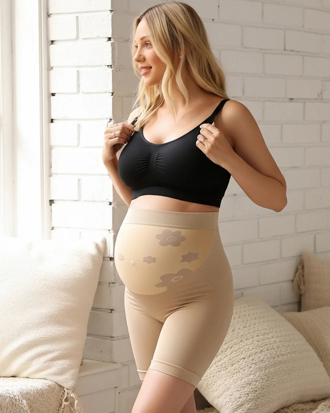 High-Waist Loose Fit Maternity Shorts