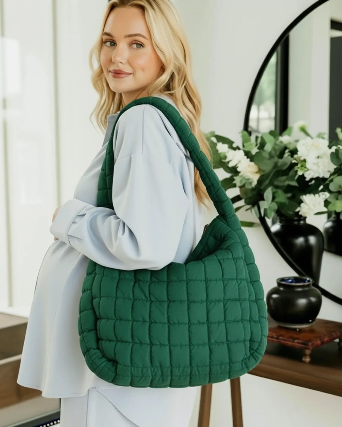 Plush Quilted Diaper Bag