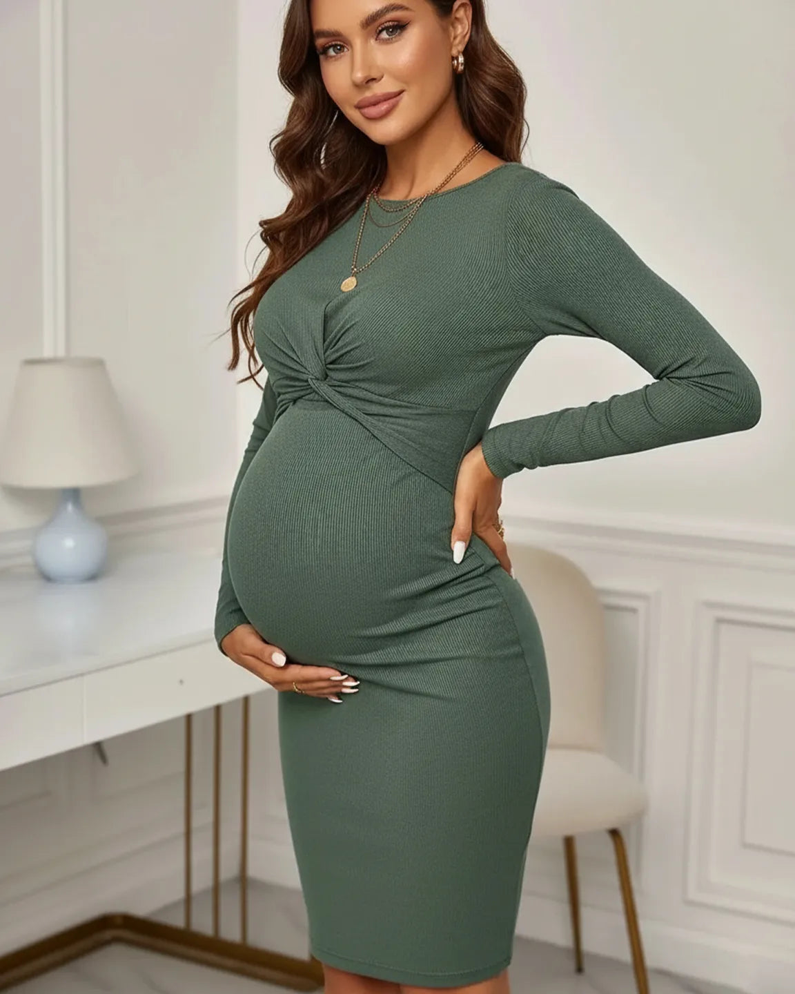Twist-Front Bodycon Maternity Short Dress