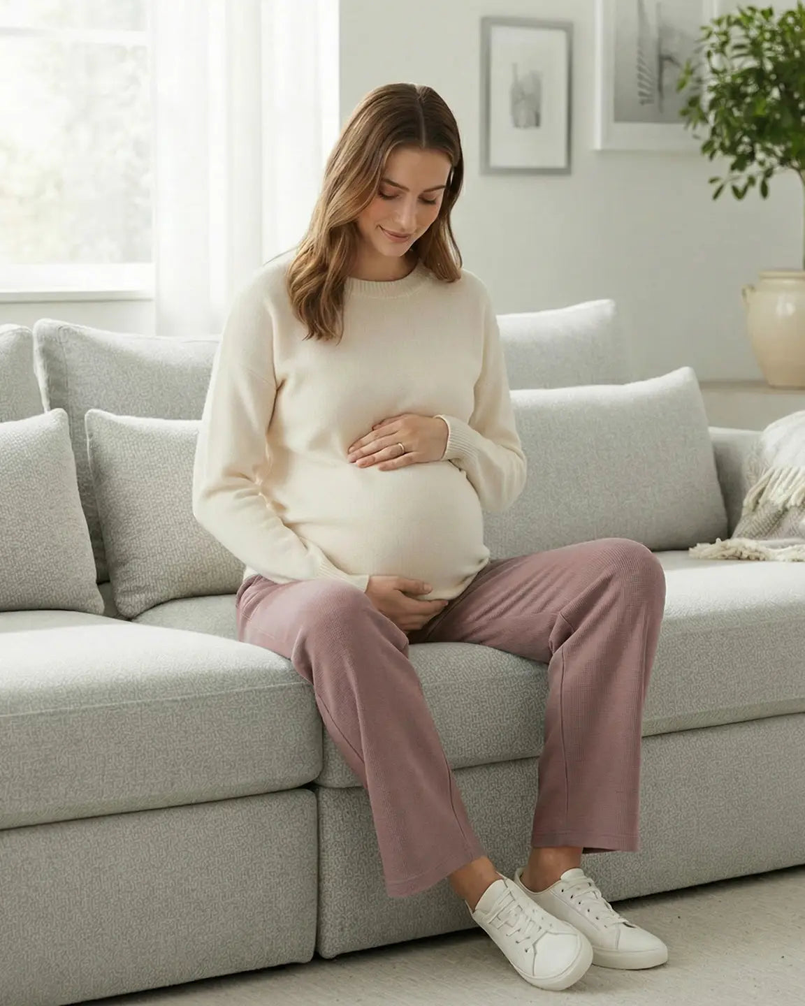 Waffle Knit Wide-Leg Maternity Pants