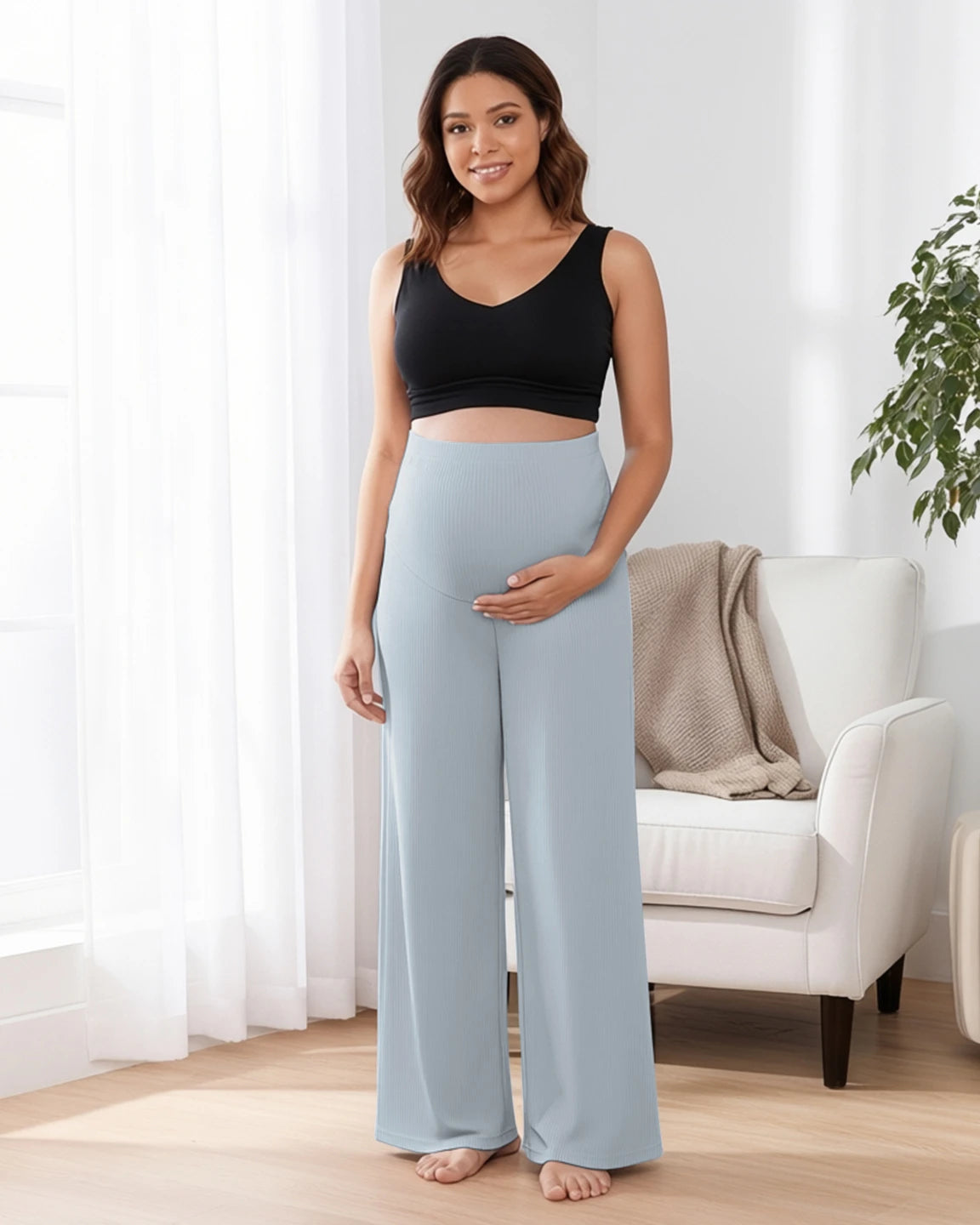 Soft Wide-Leg Stretch Maternity Pants