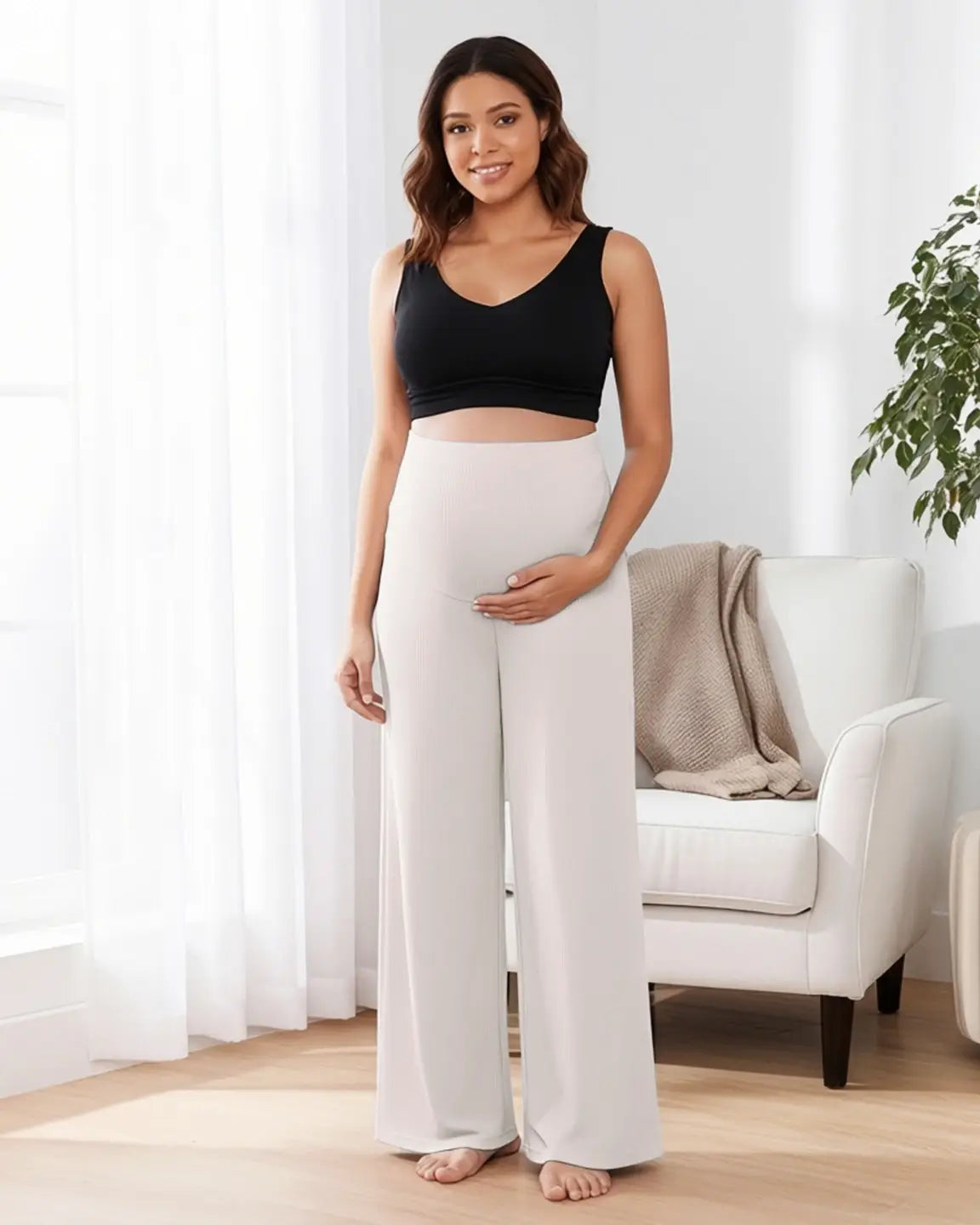 Soft Wide-Leg Stretch Maternity Pants