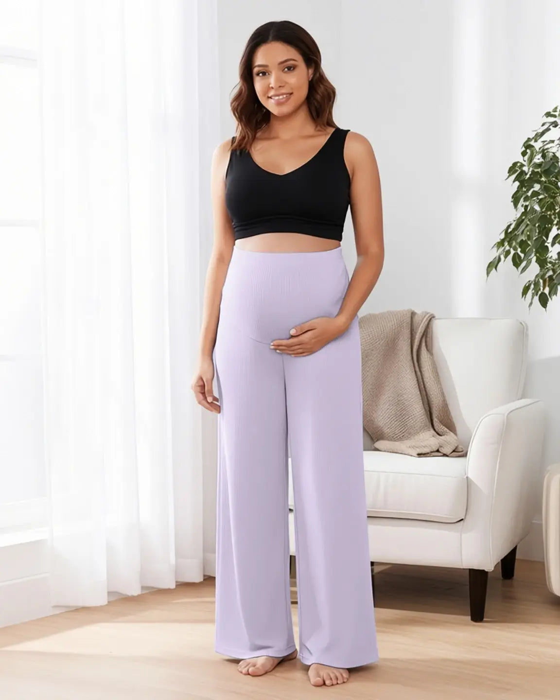 Soft Wide-Leg Stretch Maternity Pants