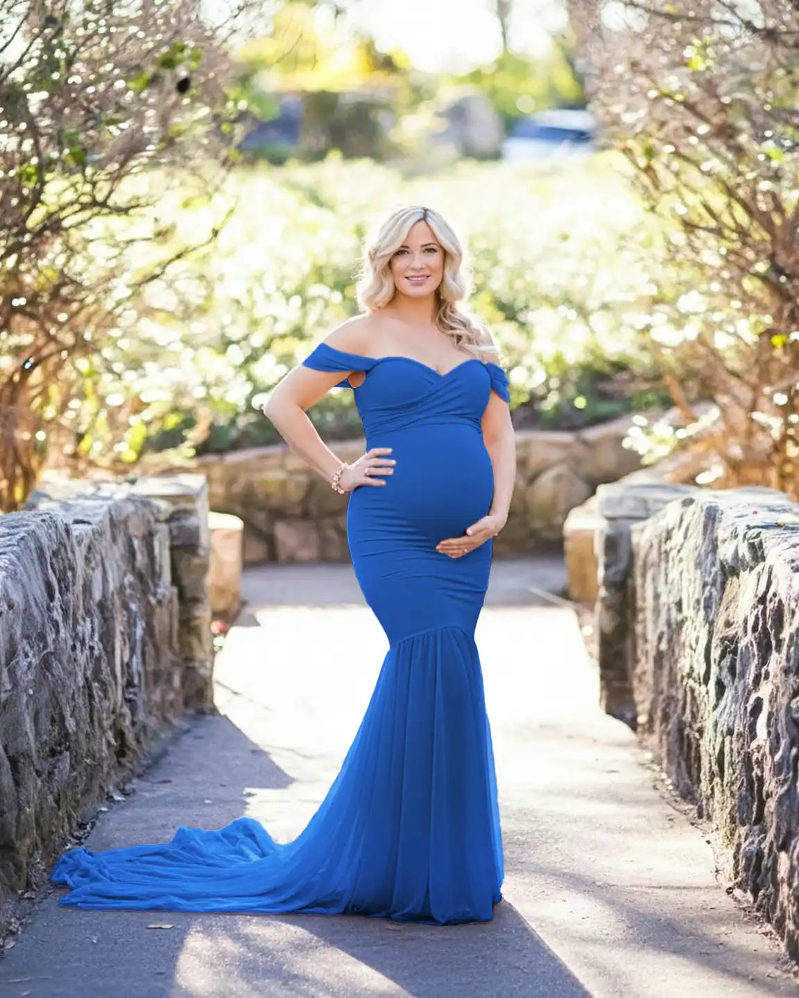 Off-Shoulder Mermaid Maternity Photoshoot Gown