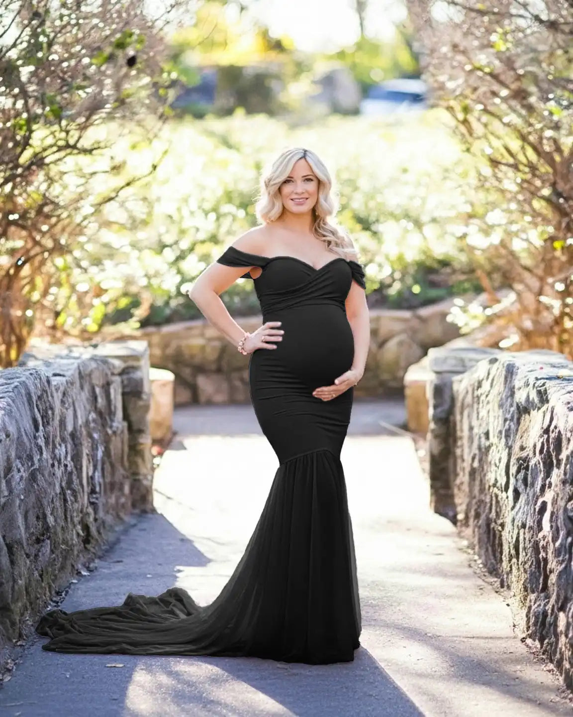 Off-Shoulder Mermaid Maternity Photoshoot Gown