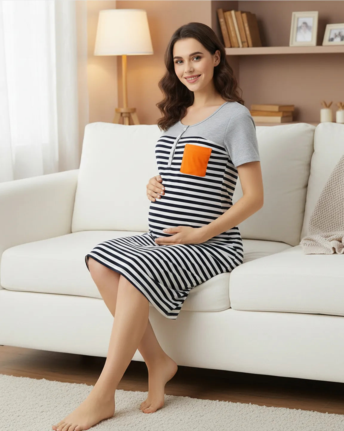 Nursing Access Relaxed-Fit Maternity Midi Dress
