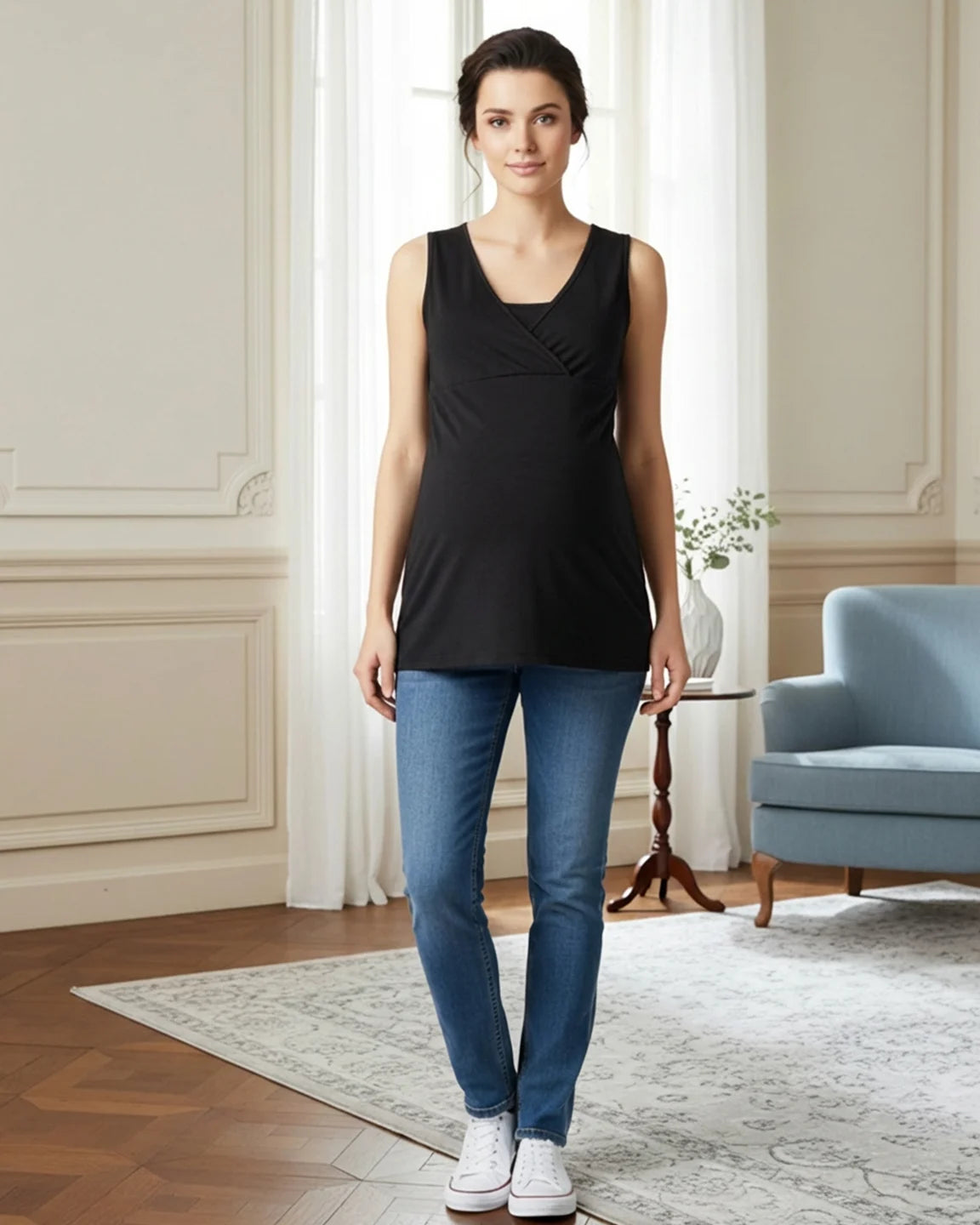Cross-Front Sleeveless Nursing & Maternity Top