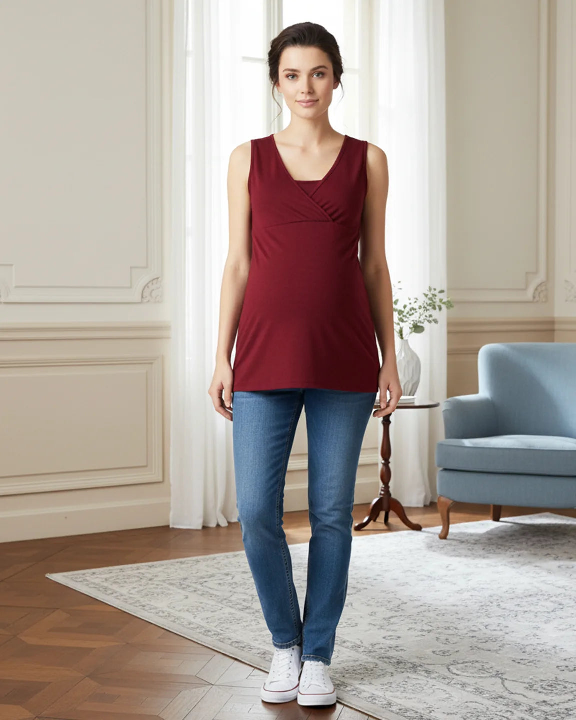 Cross-Front Sleeveless Nursing & Maternity Top