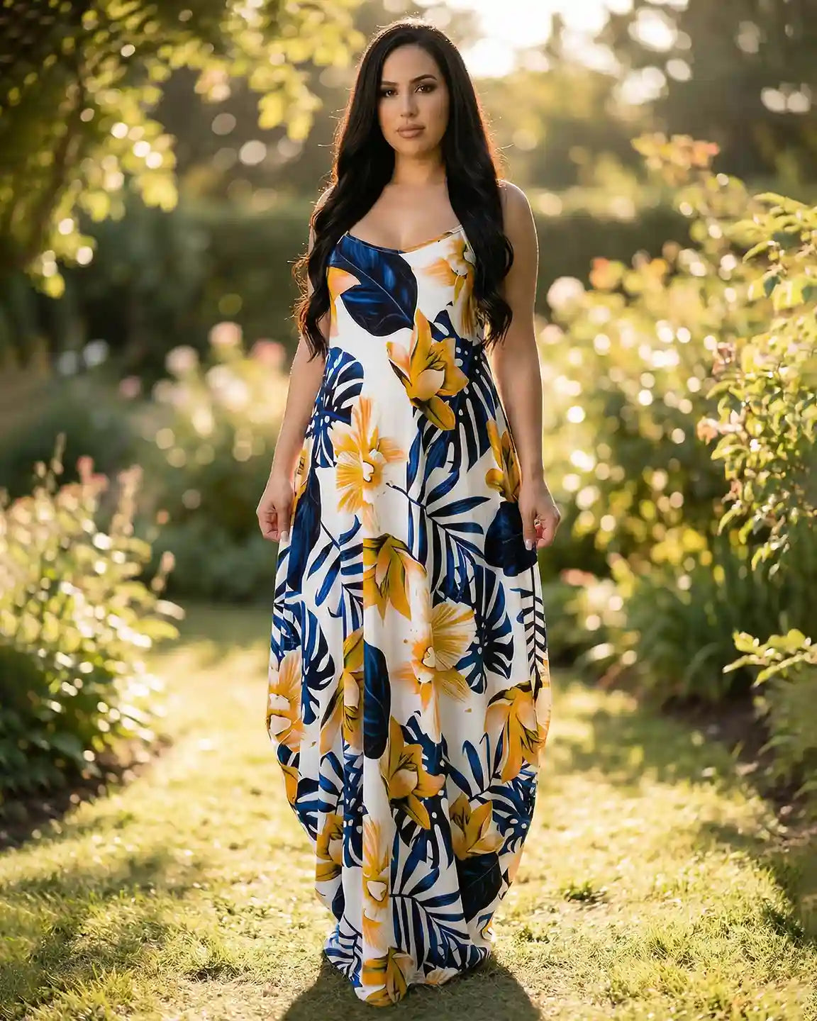 Tropical Flowy Maternity Maxi Dress