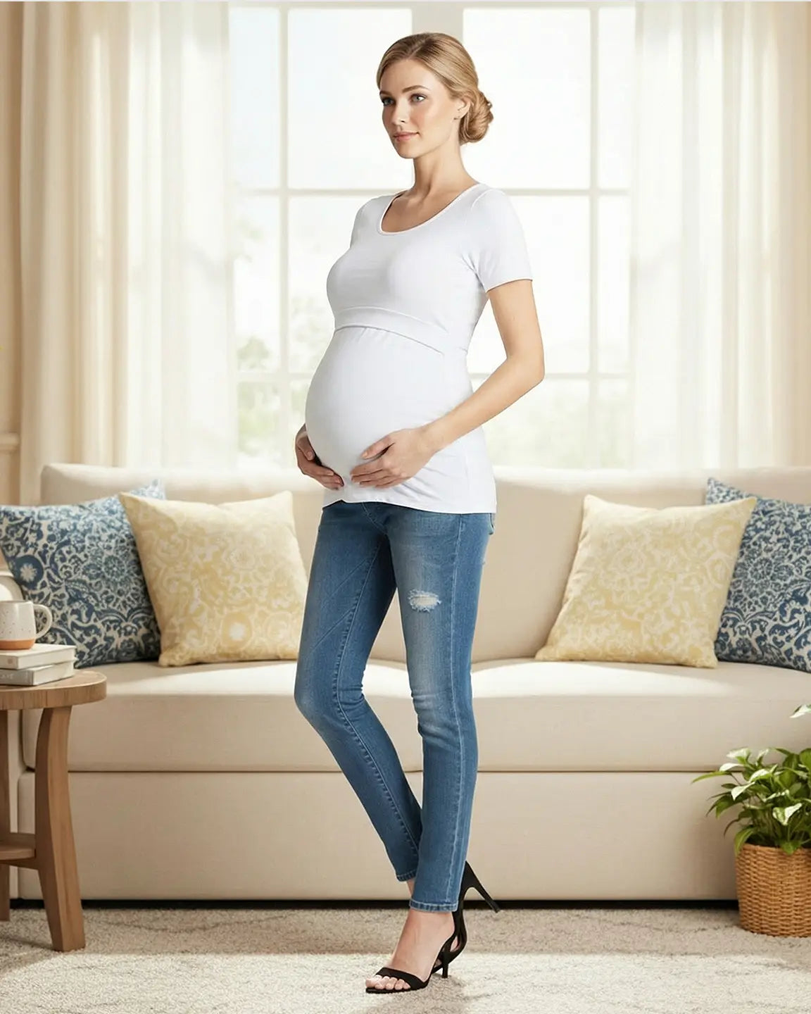 Stretch-Fit V-Neck Nursing T-Shirt