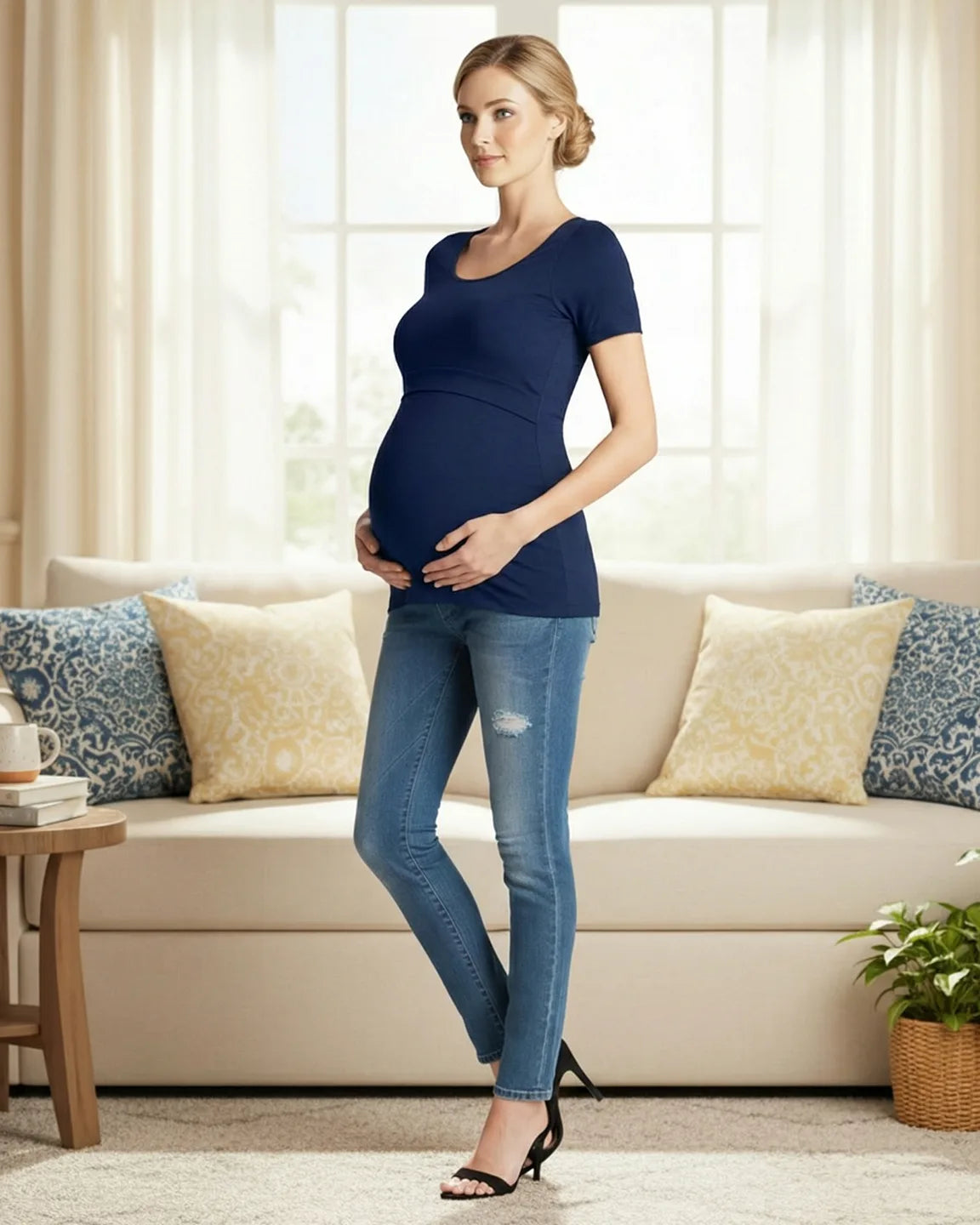 Stretch-Fit V-Neck Nursing T-Shirt