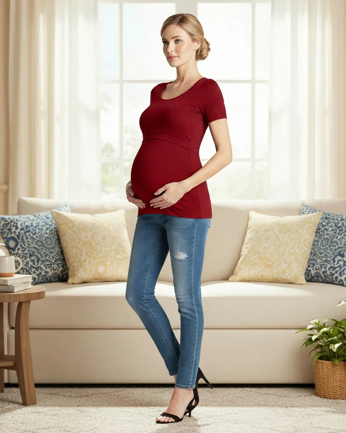 Stretch-Fit V-Neck Nursing T-Shirt