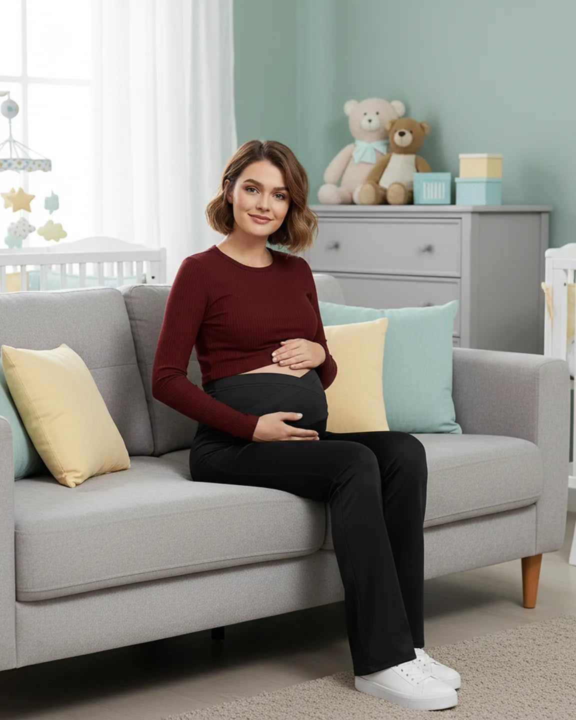 Crossover Waist Flared Maternity Pants