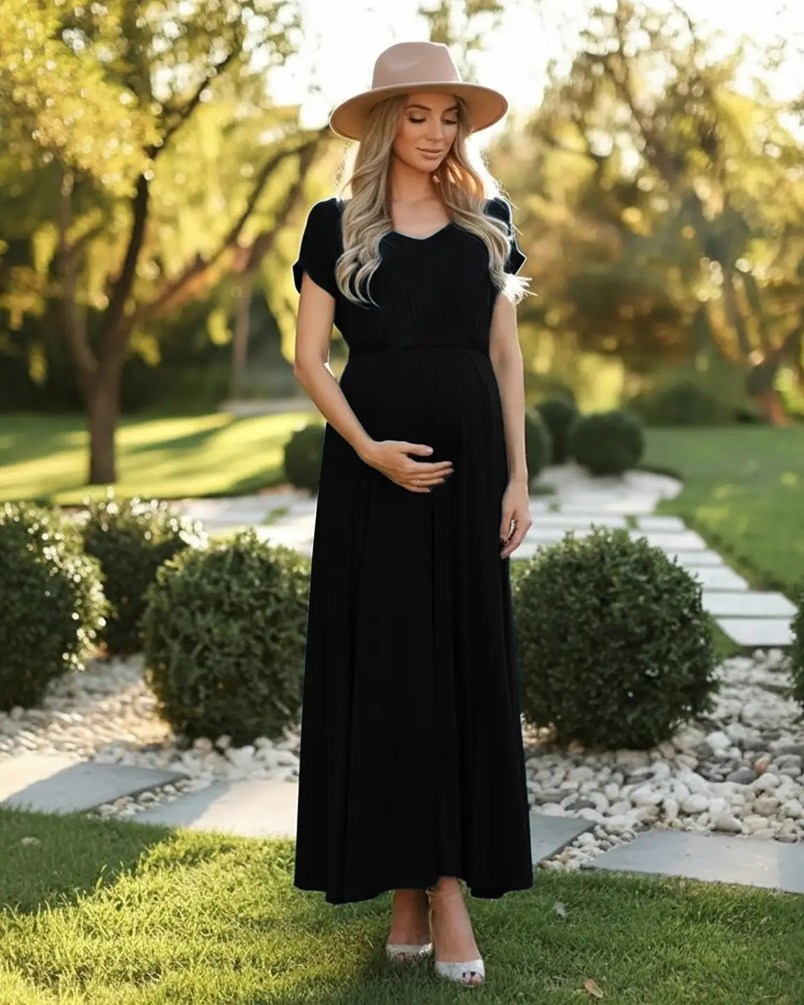 Empire Waist Flowy Maternity Maxi Dress