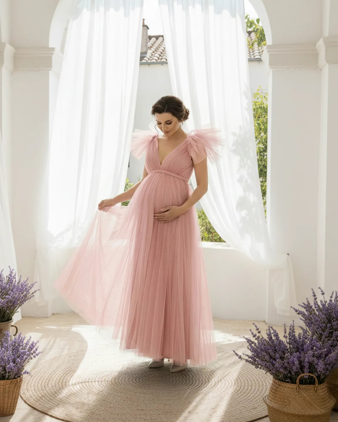 Dramatic Tulle Babydoll Maternity Photoshoot Dress