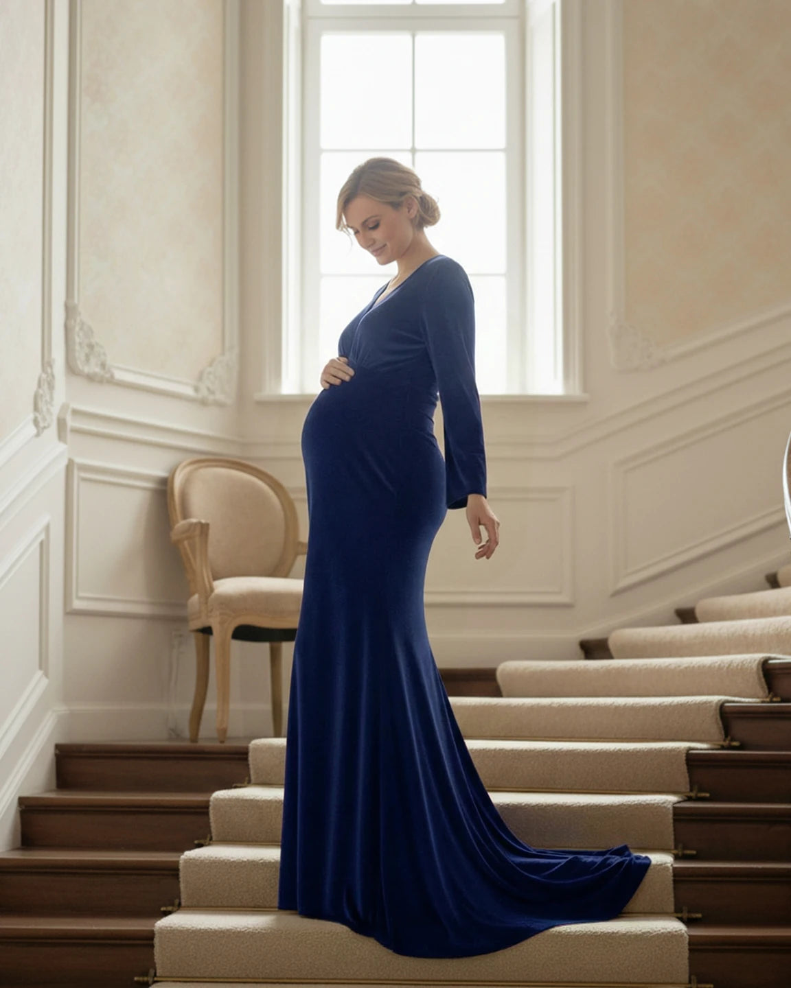 Velvet Mermaid Fit Maternity Gown