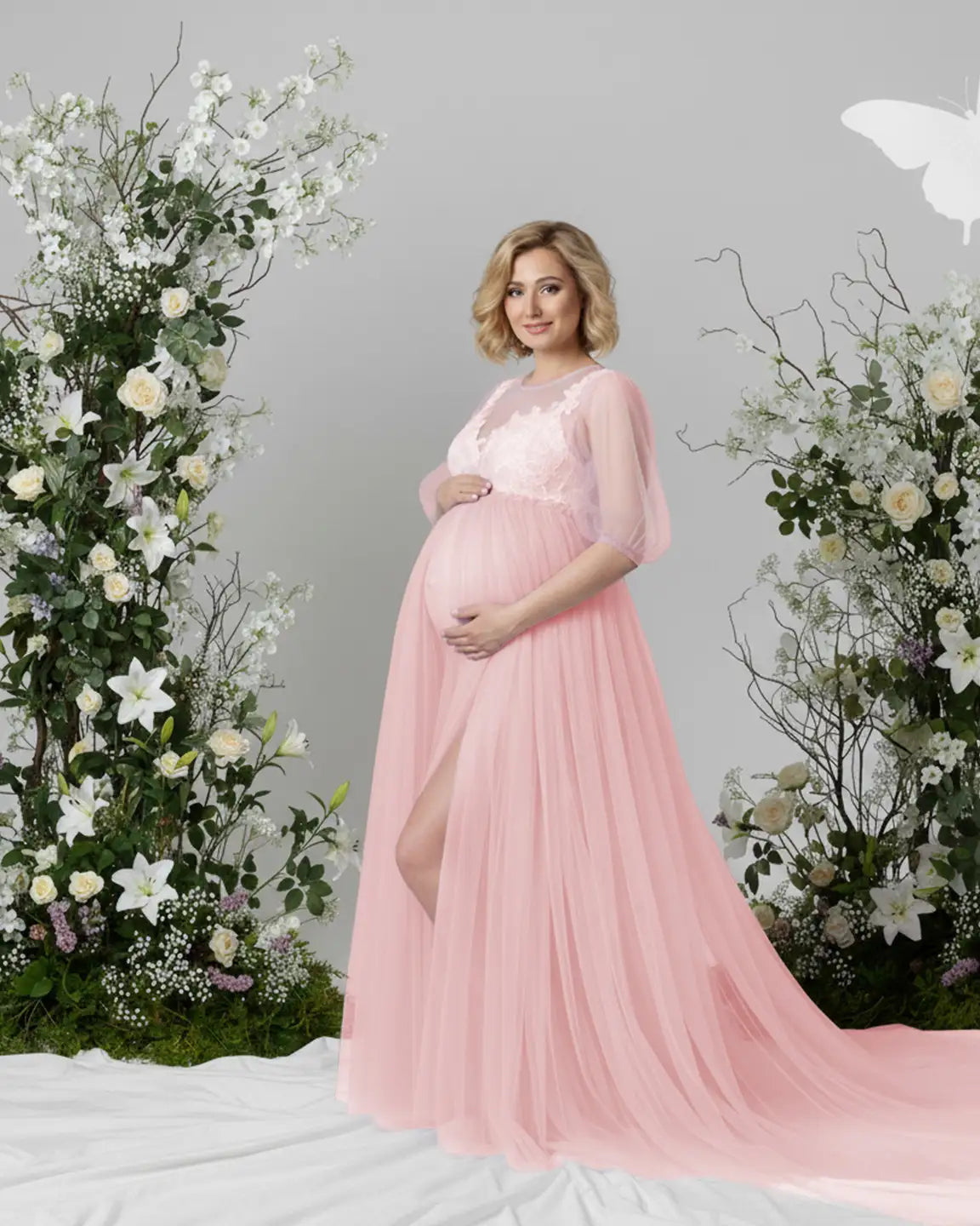 Tulle Lace Swing Trail Maternity Photoshoot Dress