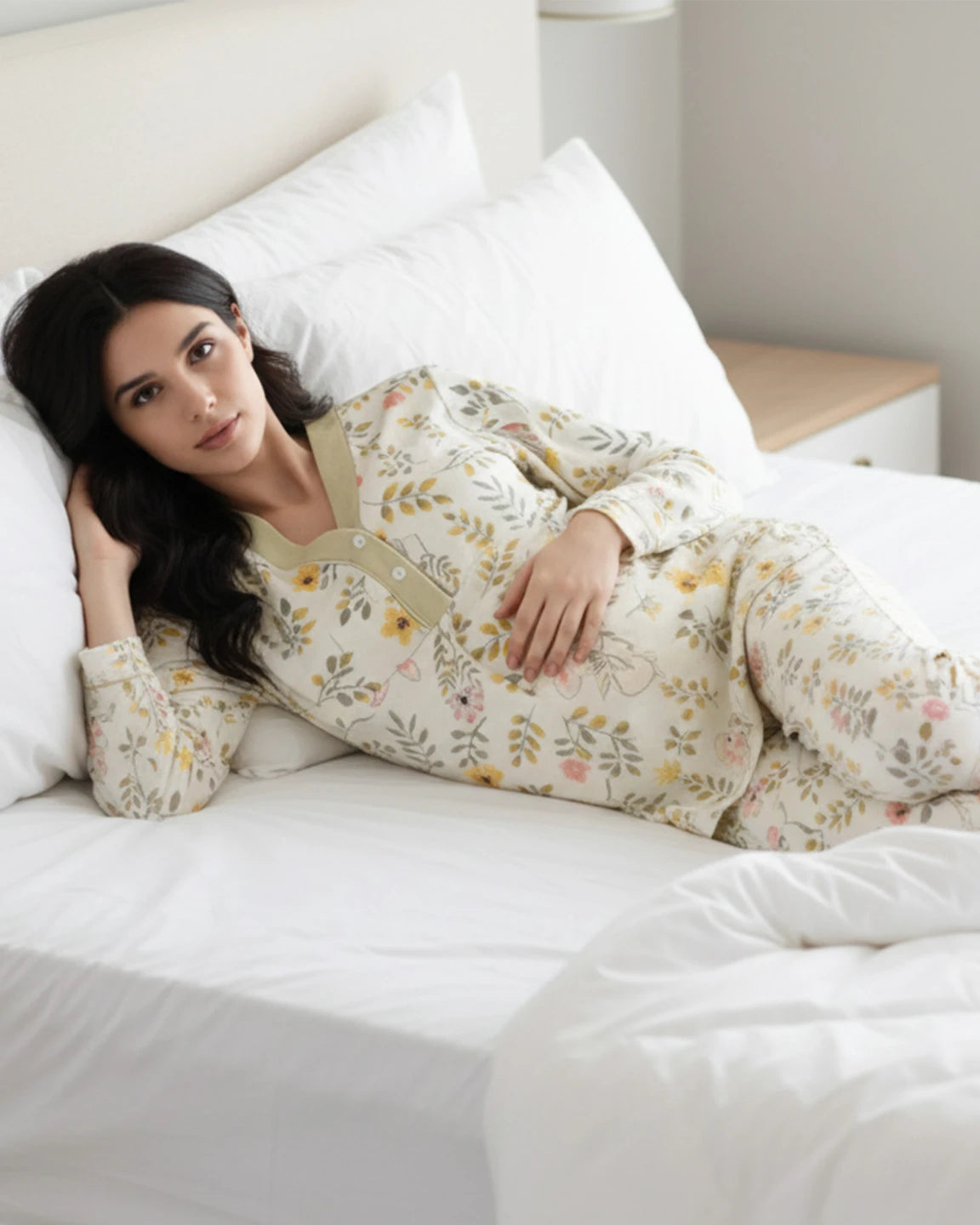 Nursing-Friendly Floral Maternity Lounge Set