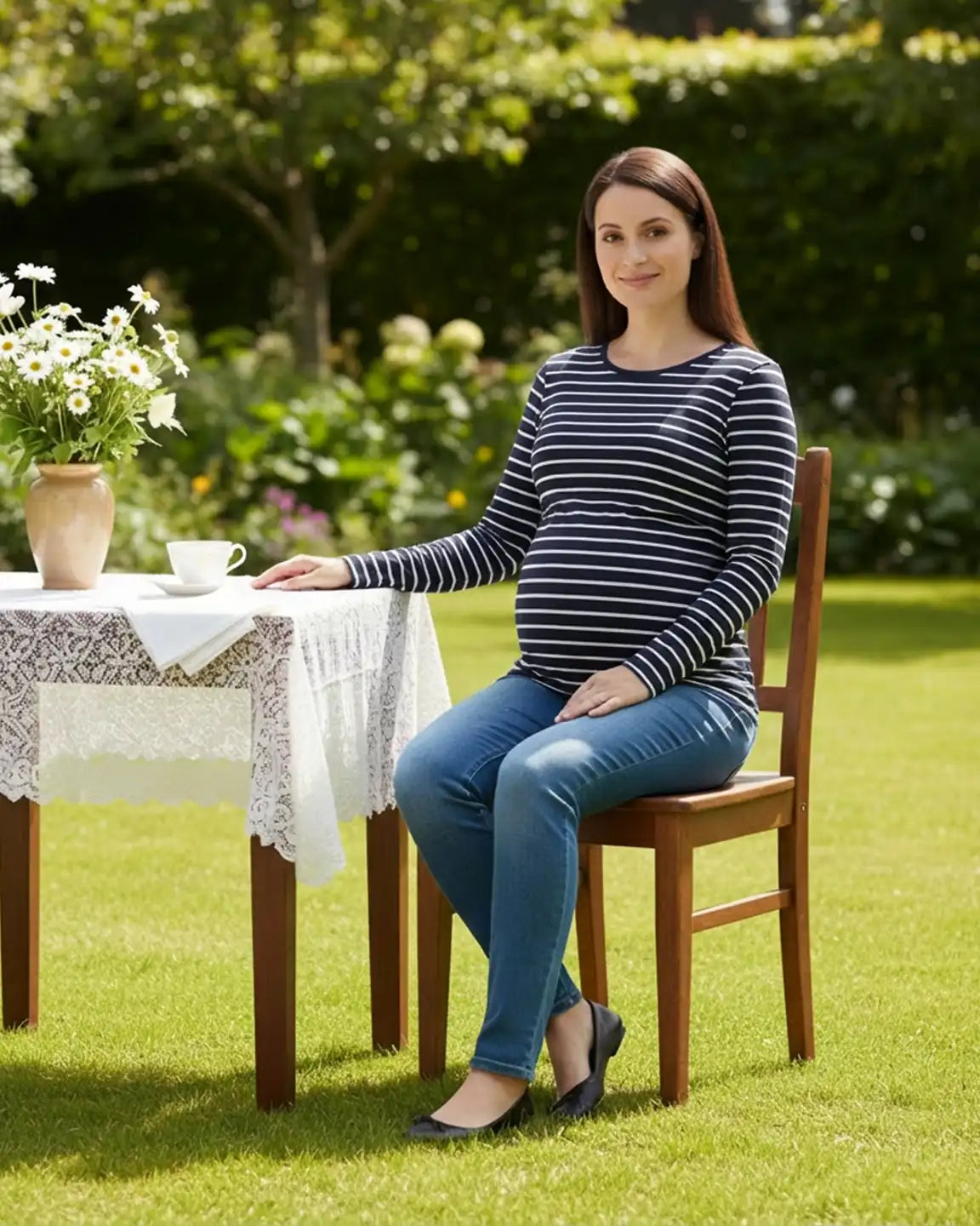 Pull-Up Nursing Opening Scoop Neck Maternity & Nursing Top