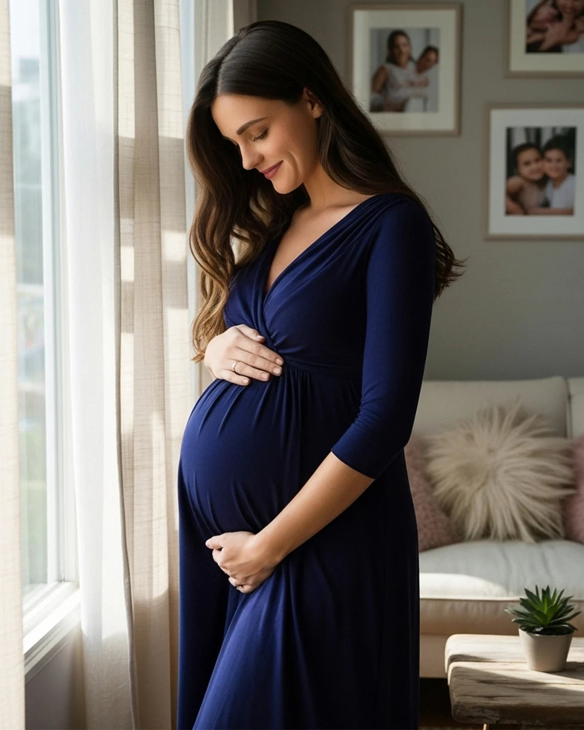 Elbow Length Sleeves Casual Maternity Dress