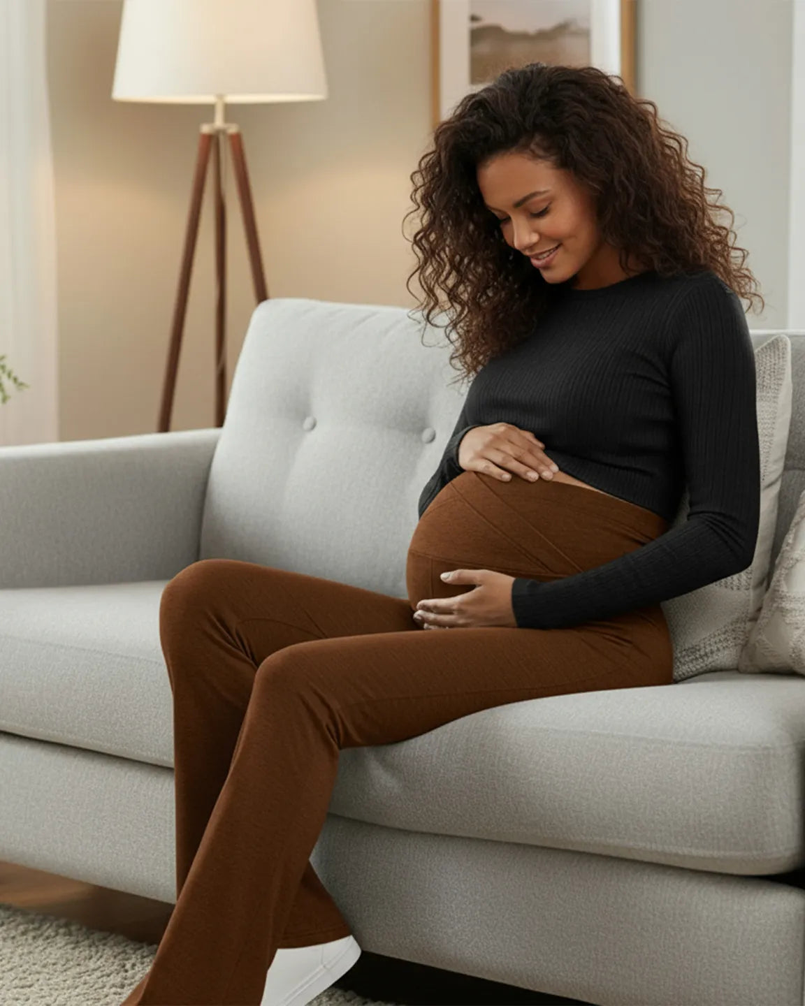 Crossed Waistband Flared Maternity Pants