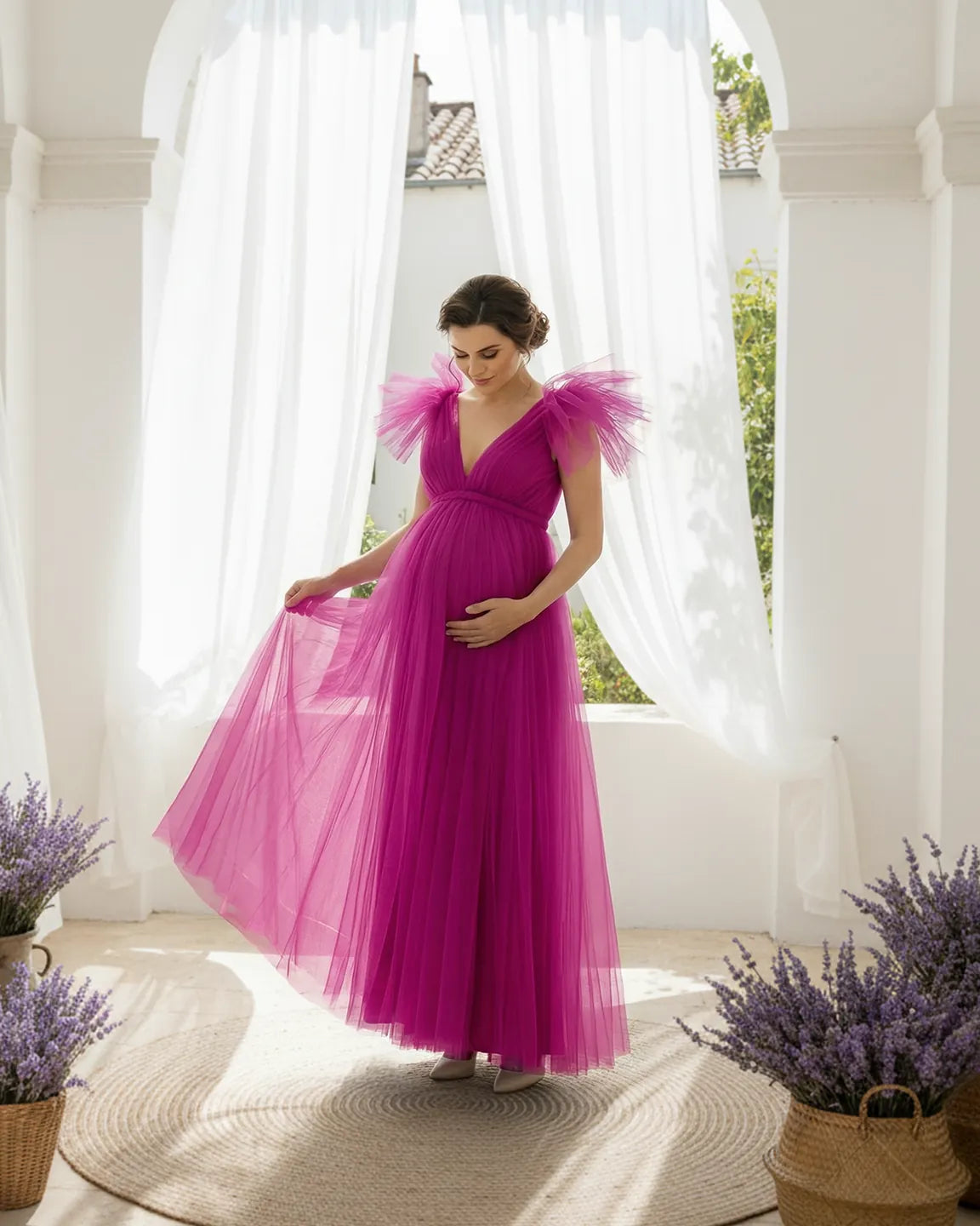 Dramatic Tulle Babydoll Maternity Photoshoot Dress
