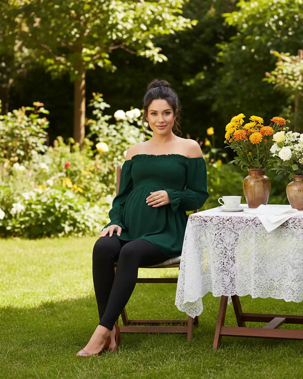 Ruched Off-Shoulder Maternity Top