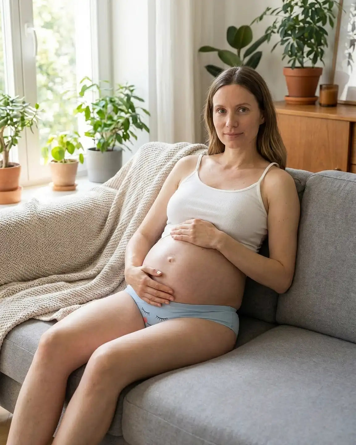 Cartoon Print Mid-Waist Seamless Maternity Underwear