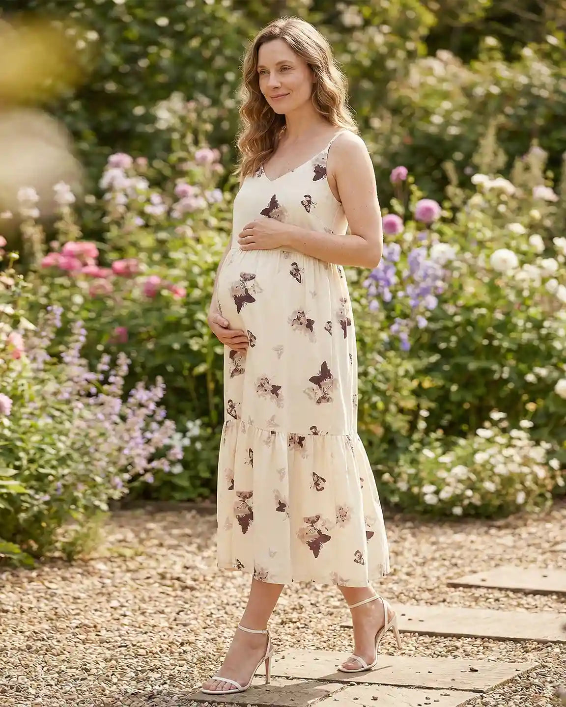 Built-In Bra Floral Maternity Sleep Dress