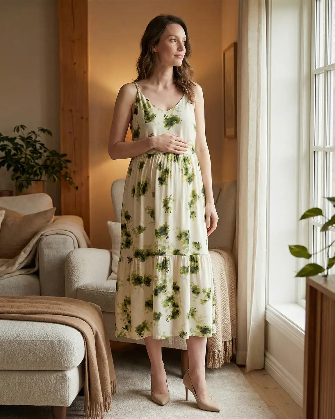 Built-In Bra Camisole Style Maternity Sleep Dress