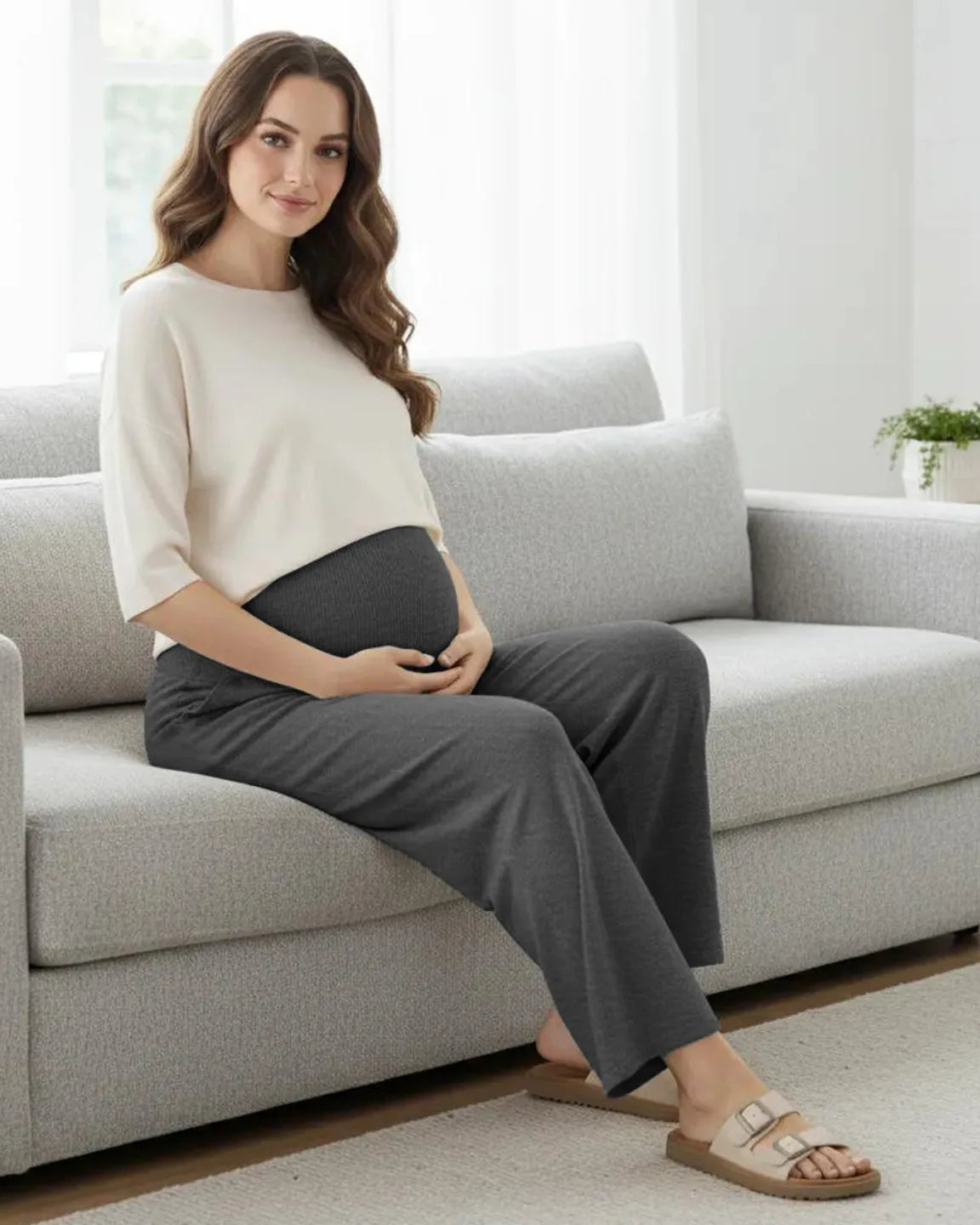 Over The Belly Wide-Leg Maternity Trouser