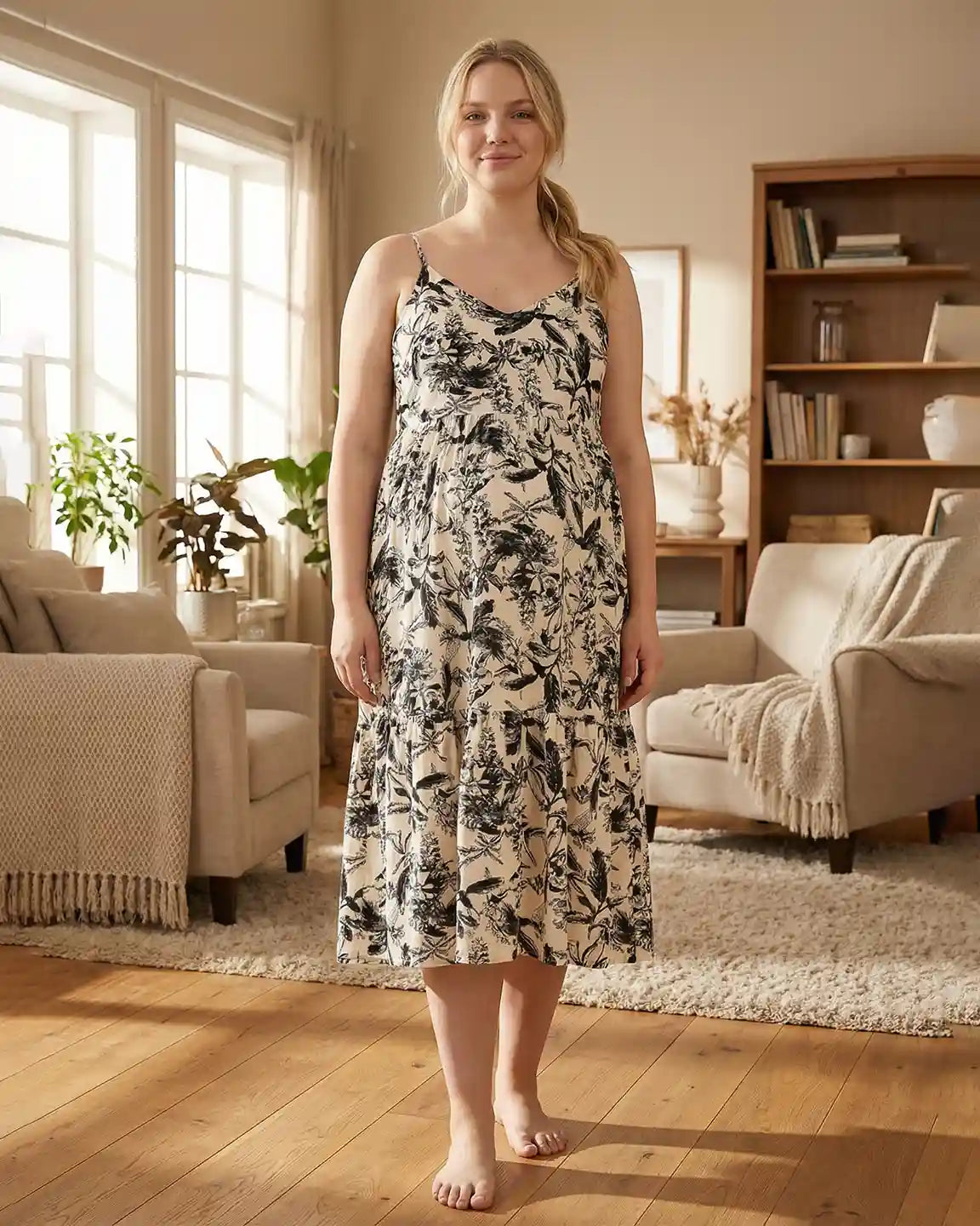 Botanical Print Camisole Loose H-line Maternity Nightdress