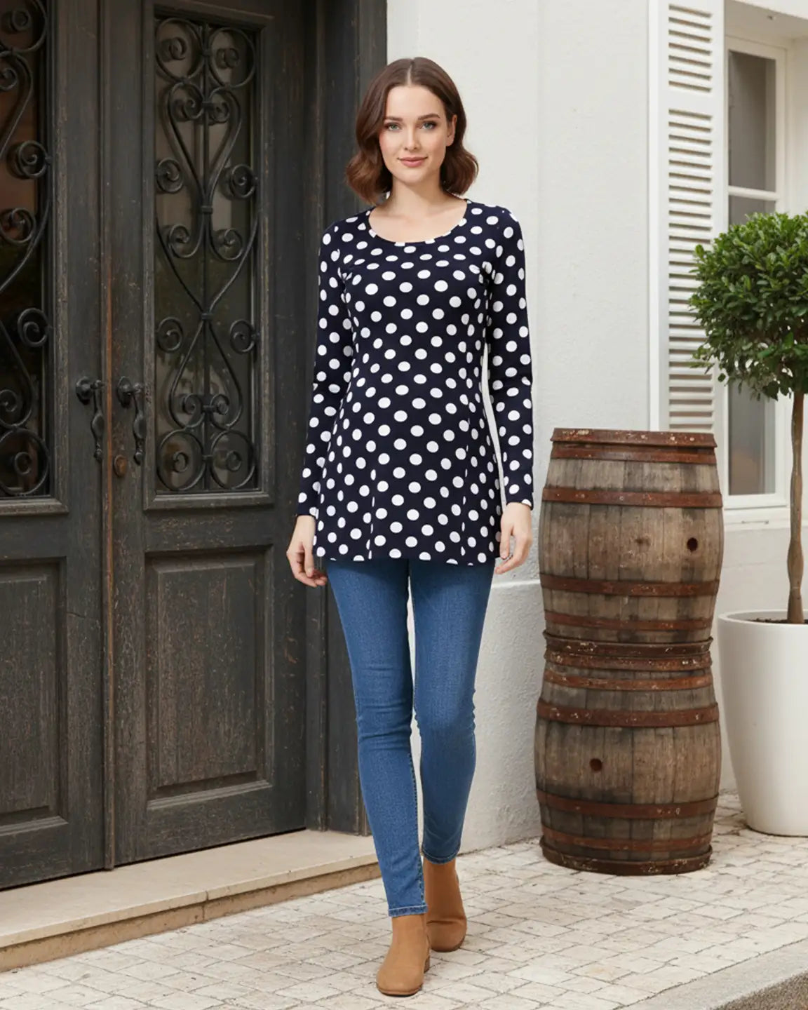Polka Dot Print Retro Chic Maternity Nursing Top