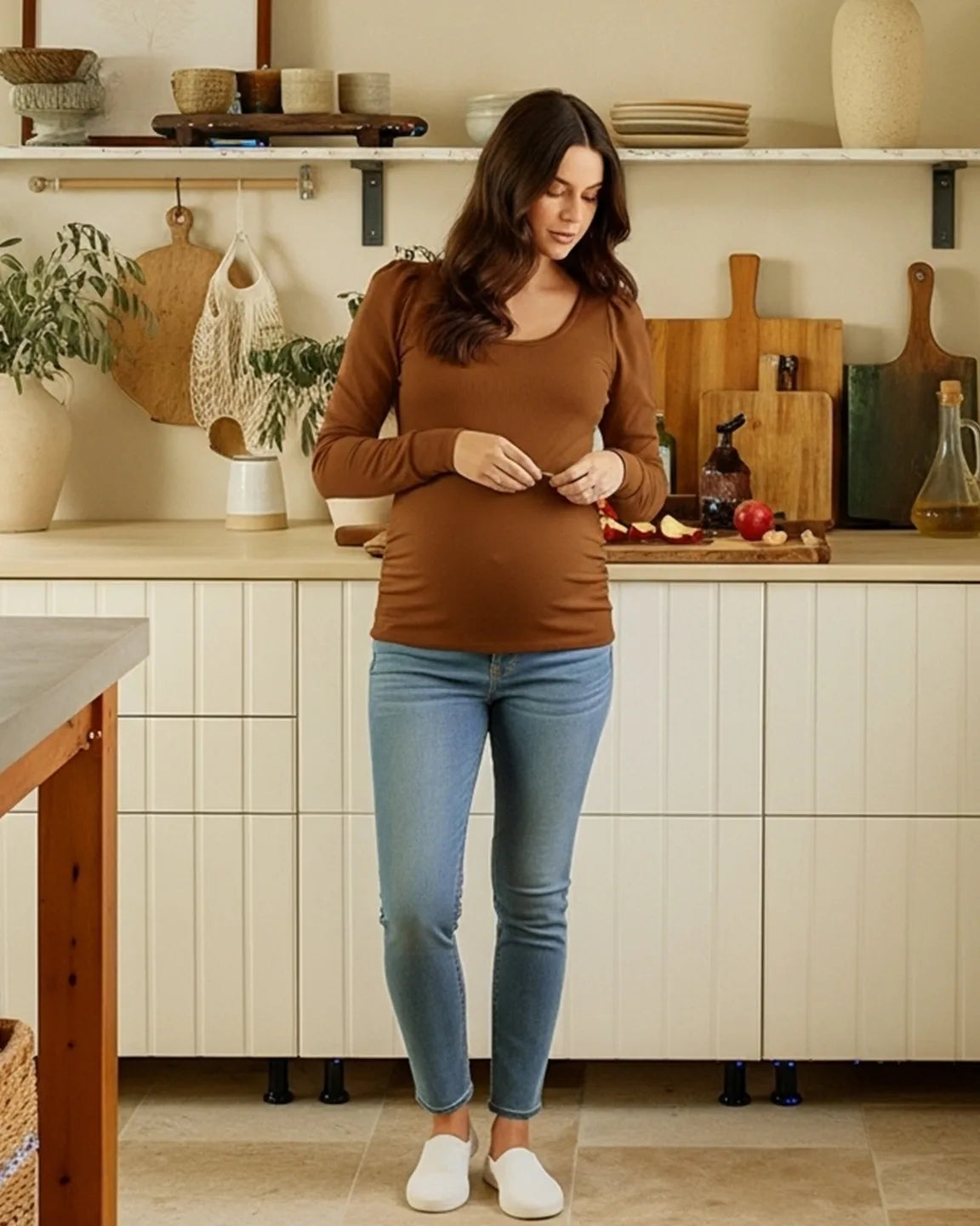 Long-Sleeve Ruched Maternity Top