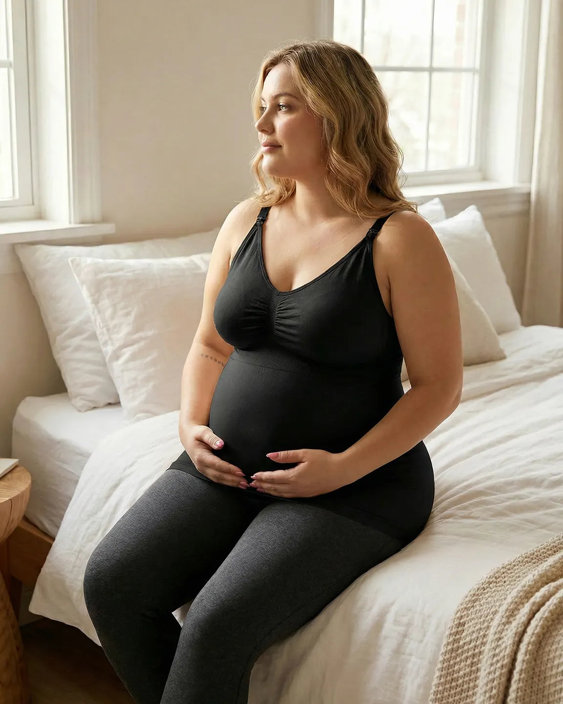 Front-Opening Clasp Camisole-Style Maternity Nursing Top