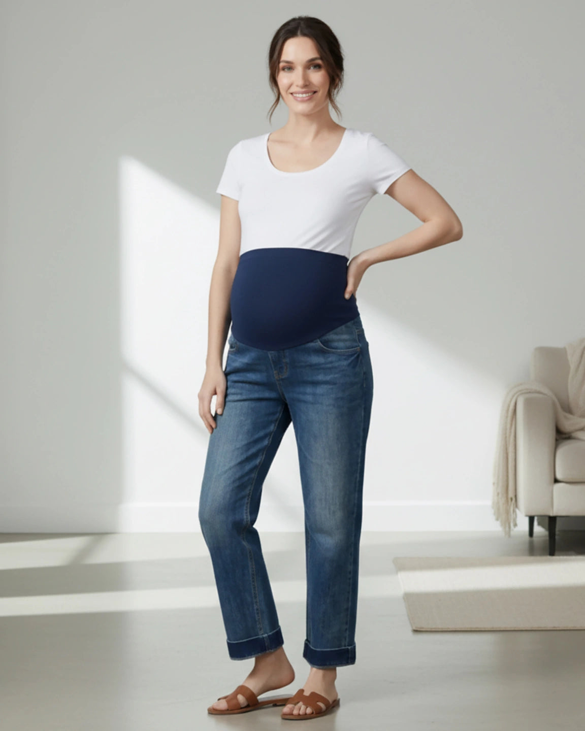 High-Waist Wide-Leg Maternity Jeans