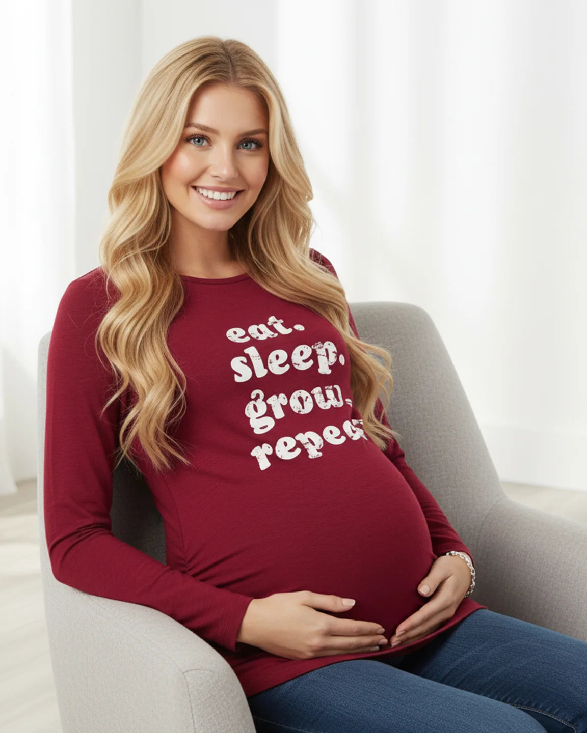 Long-sleeve Printed Maternity Top