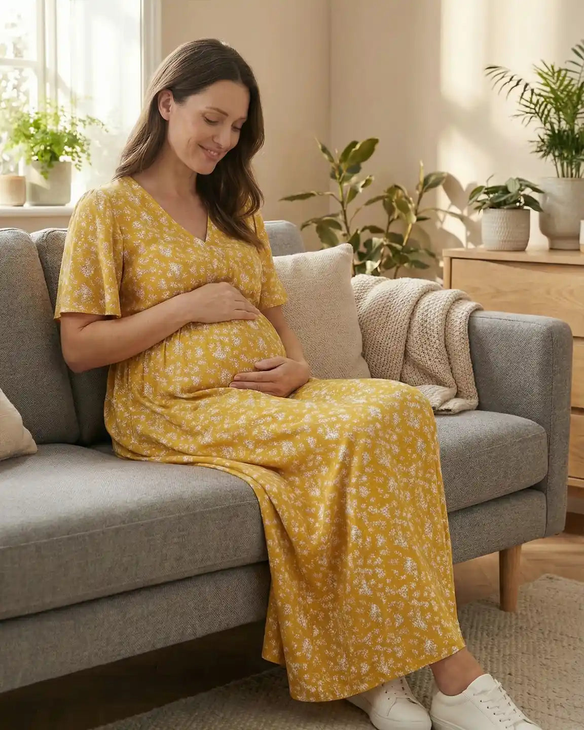 Tencel Fabric Bohemian Maternity Maxi Dress