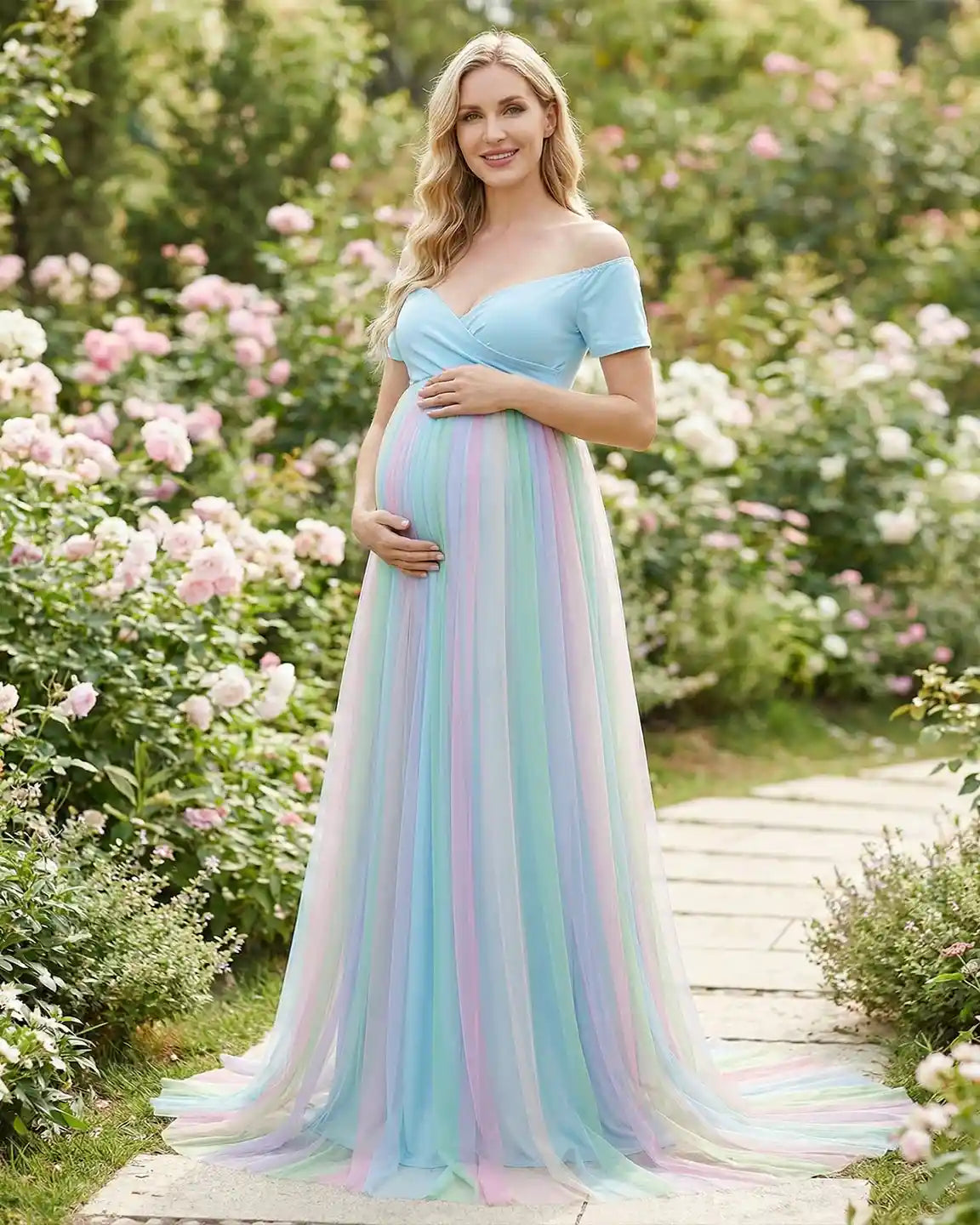 Ombre Flowing Skirt Dreamy-Style Maternity Photoshoot Dress