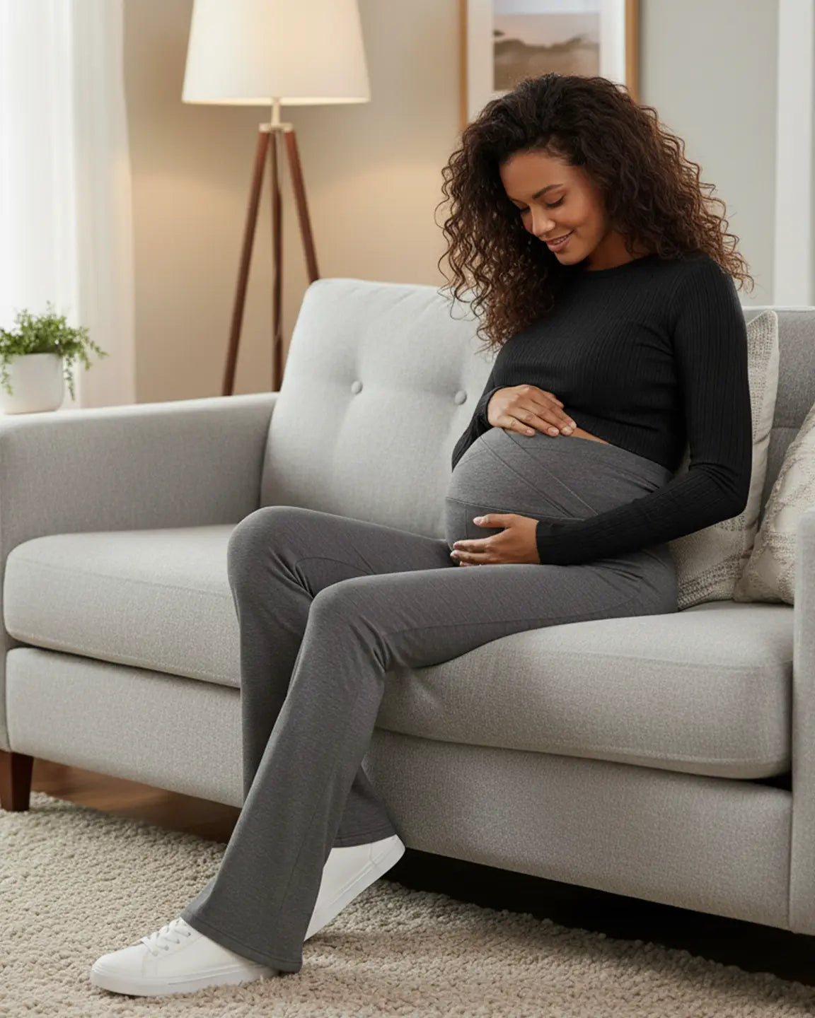 Crossed Waistband Flared Maternity Pants