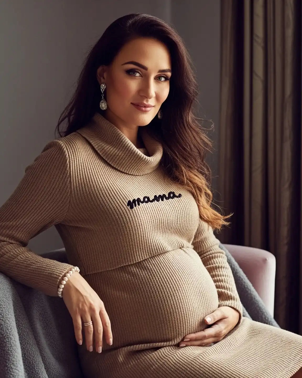 High Neck Everyday Style Maternity Nursing Dress