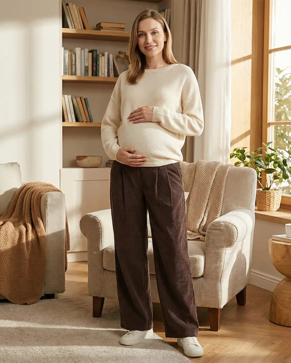 Adjustable Drawstring Loose-Fit Maternity Pants