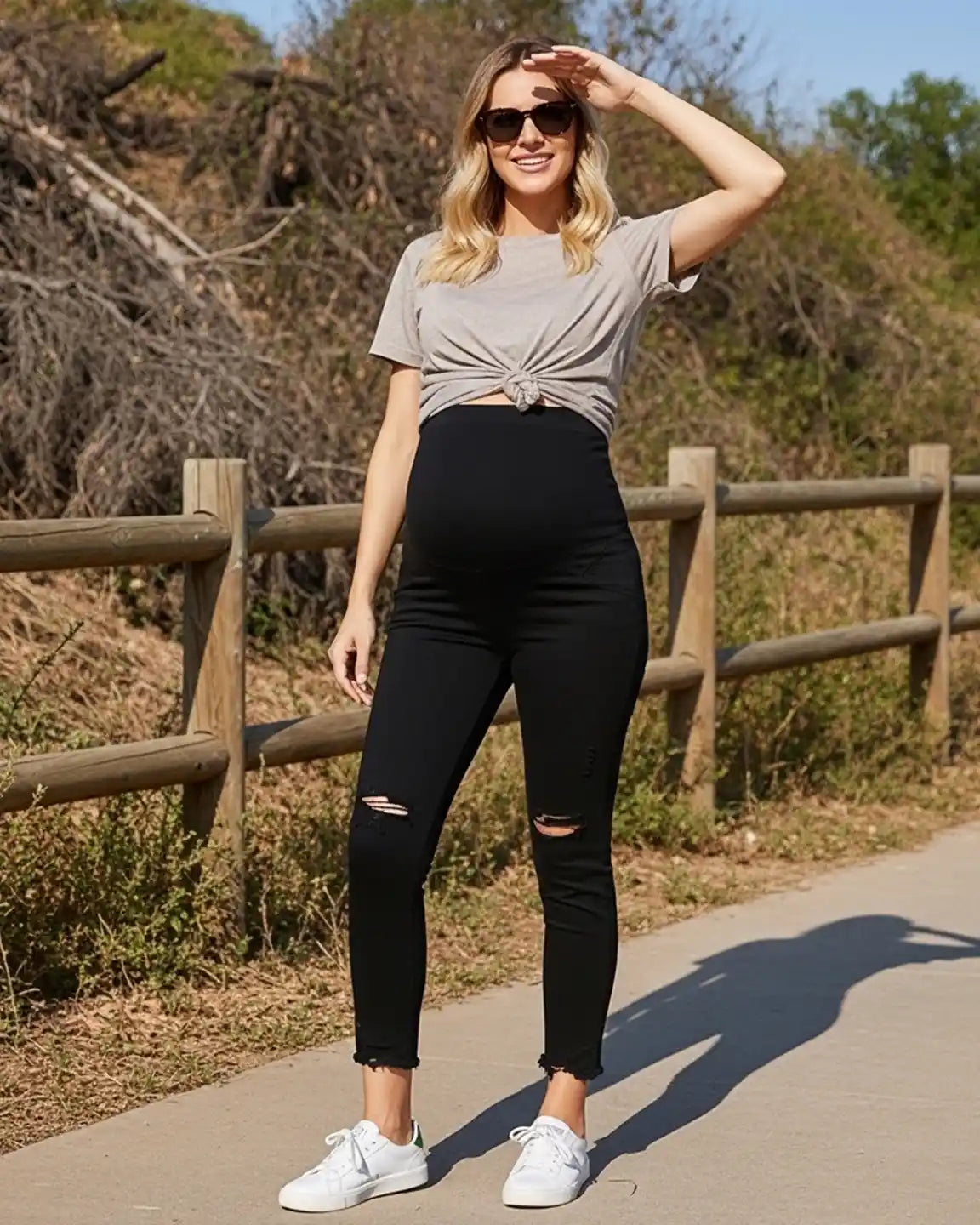 Ripped with Support-Panel Maternity Skinny Jeans