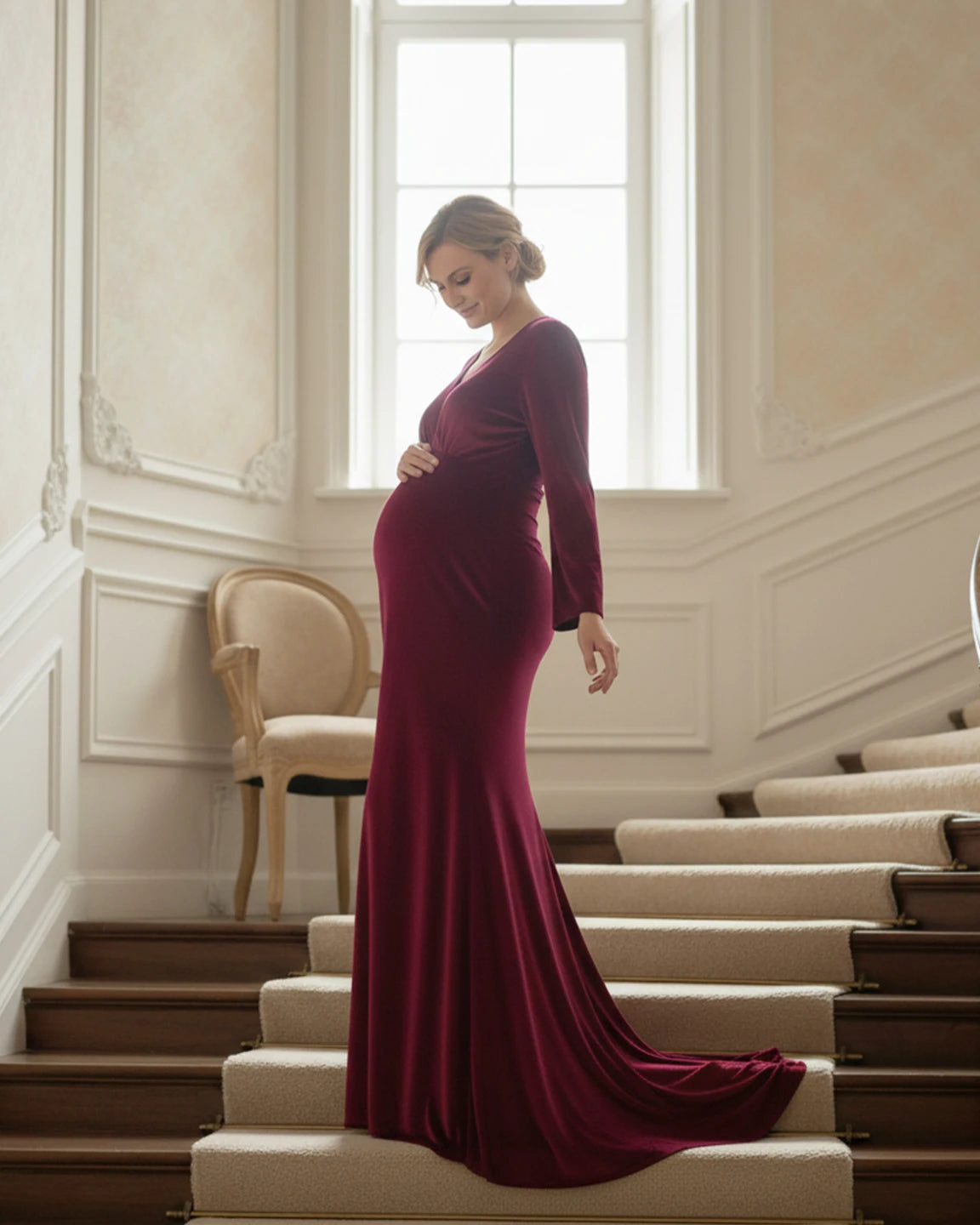 Velvet Mermaid Fit Maternity Gown