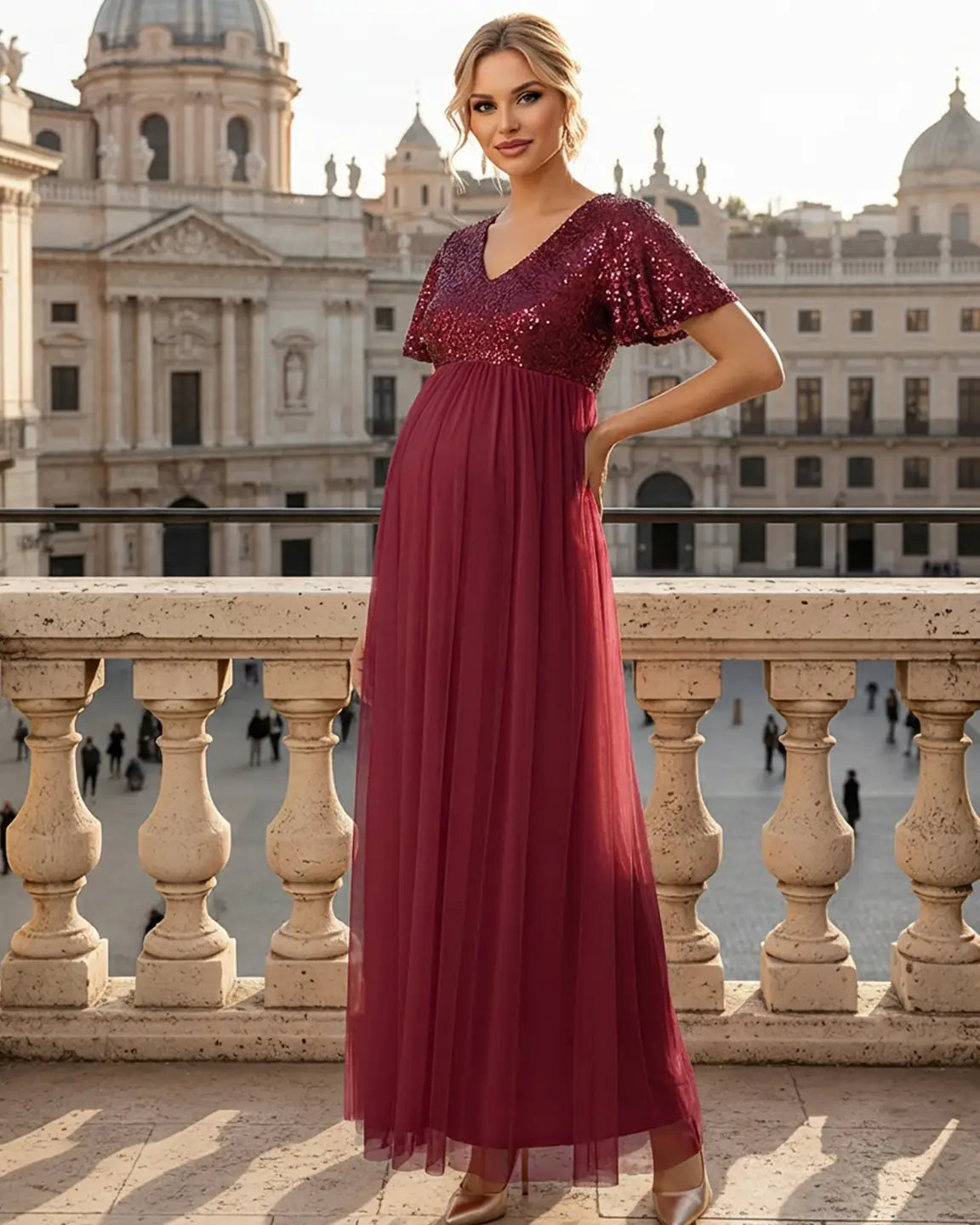 Sequin Bodice Glamorous Maternity Maxi Dress