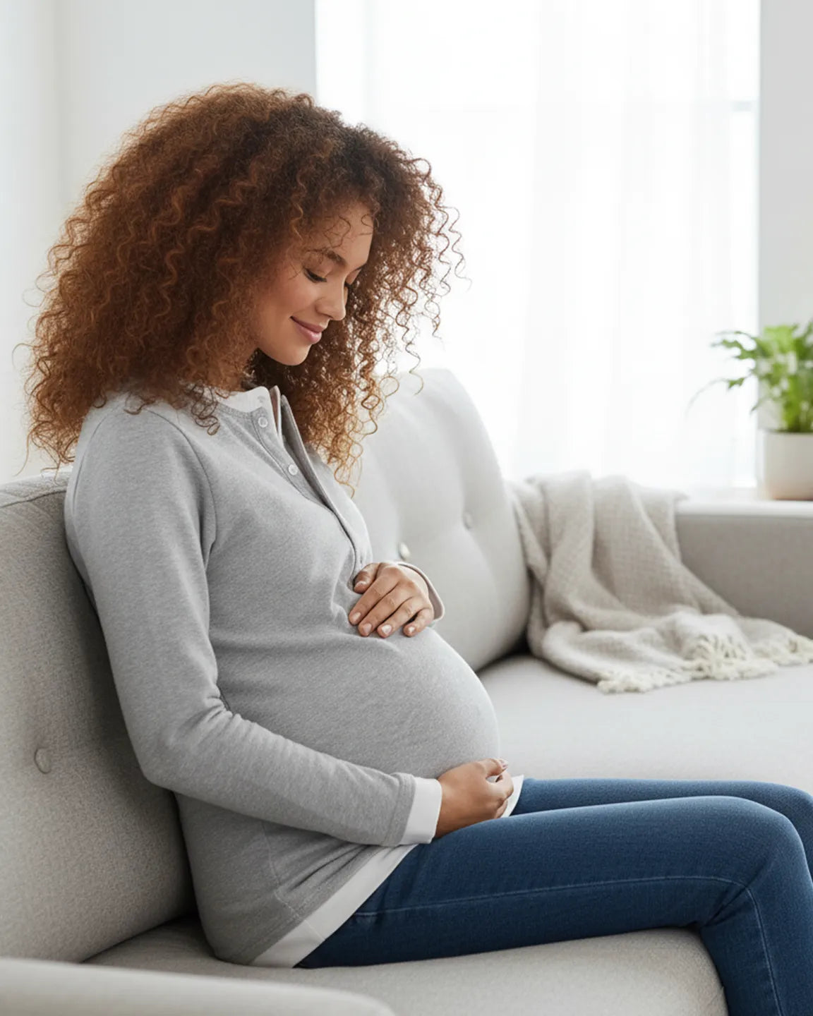 Button-Front Henley Maternity Top